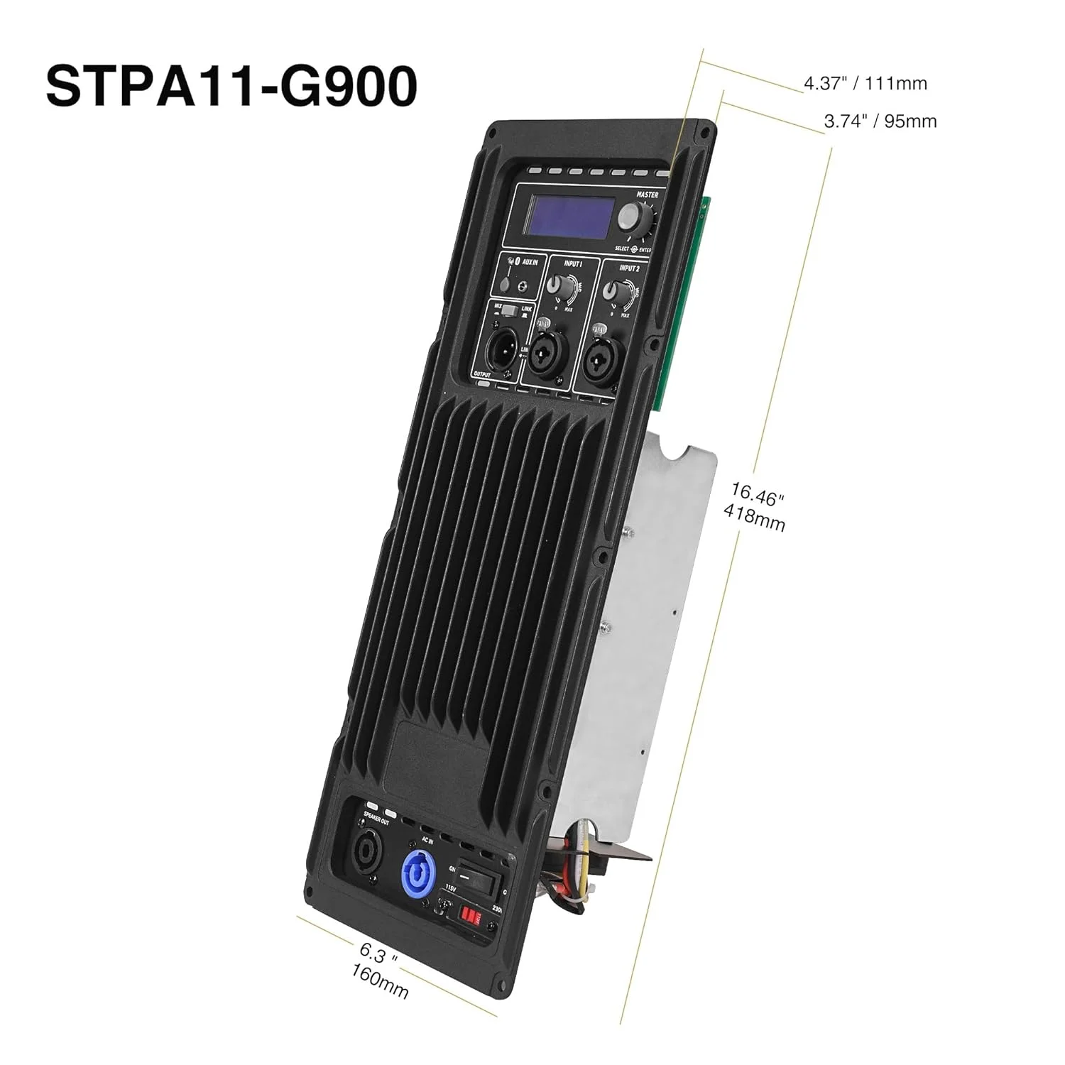 آمپلی فایر صفحه ای 2 کاناله کلاس D ساند تاون 2x600W مداوم با TWS بلوتوث، خروجی بلندگو، DSP، برای کابینت های ساب ووفر PA DJ (STPA11-G900)