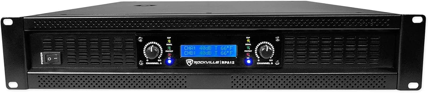 پکیج آمپلی فایر حرفه ای دو کاناله Rockville RPA12 با توان پیک 5000 وات / توان مداوم 1400 وات به همراه کابل اسپیکون به اسپیکون Rockville RCSS1425 به طول 25 فوت با گیج 14 AWG و 100% مس