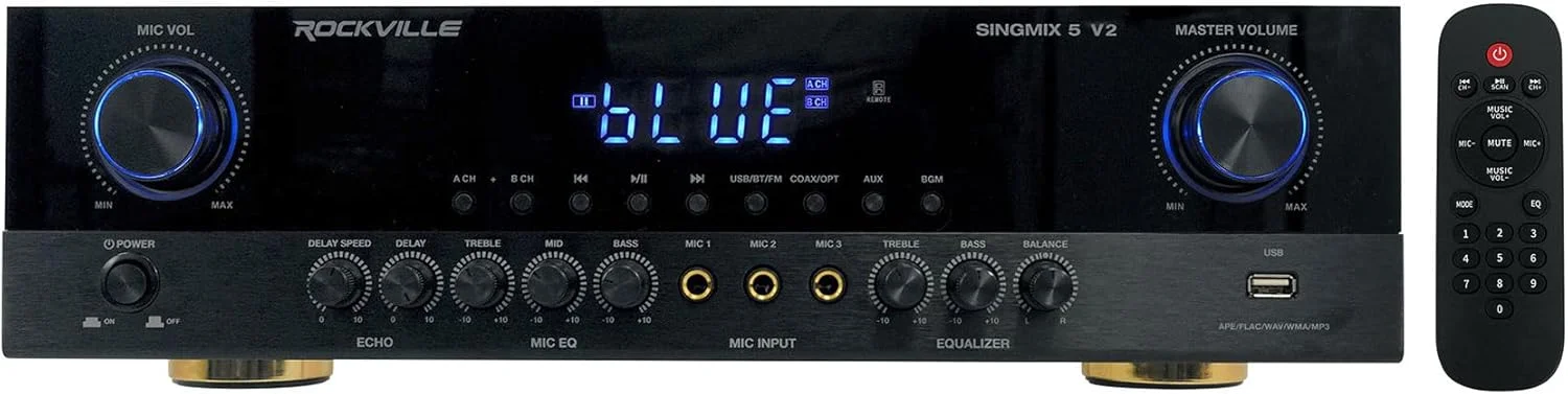گیرنده آمپلی فایر بلوتوث خانگی Rockville SINGMIX 5 + (4) بلندگو سقفی 6.5 اینچی