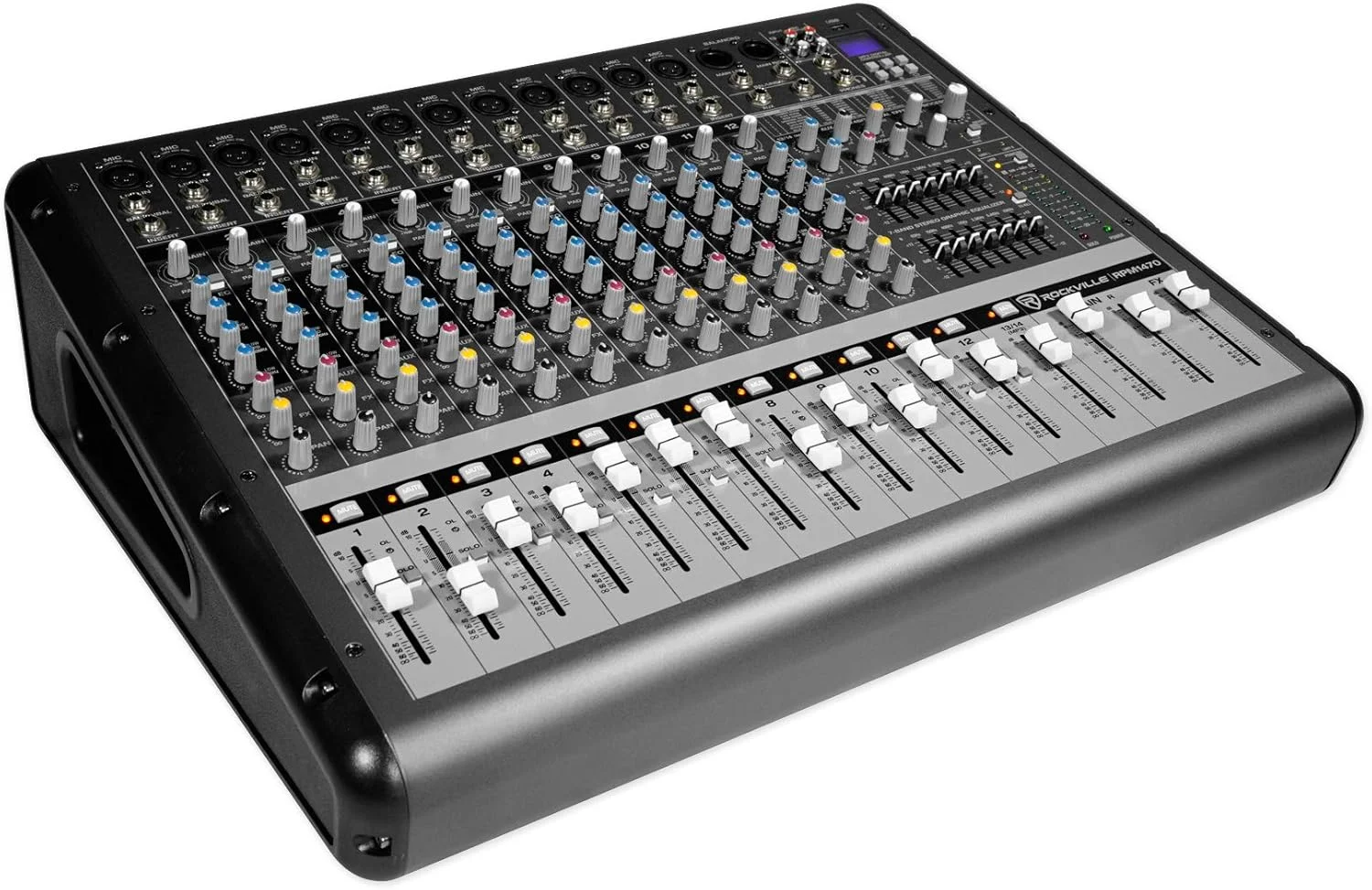 باندل Rockville: (1) میکسر آمپلی فایر 14 کاناله 6000 واتی Rockville RPM1470 با USB، افکت ها / 14 پری امپ میکروفون XDR2 (آیتم 1)