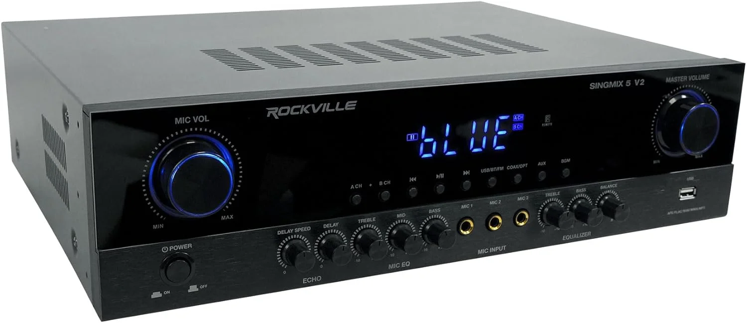 گیرنده آمپلی فایر بلوتوث خانگی Rockville SINGMIX 5 + (4) بلندگو سقفی 6.5 اینچی