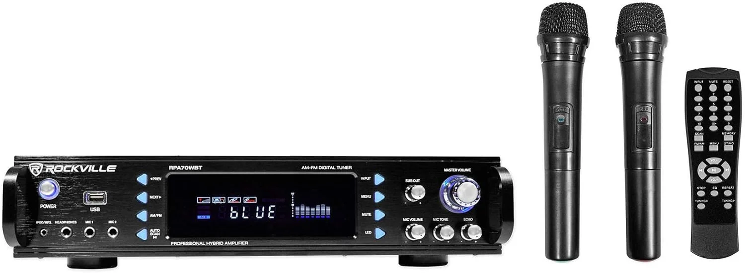 راکویل RPA70WBT آمپلی فایر/میکسر DJ دو کاناله 1000 واتی با بلوتوث/USB + میکروفون