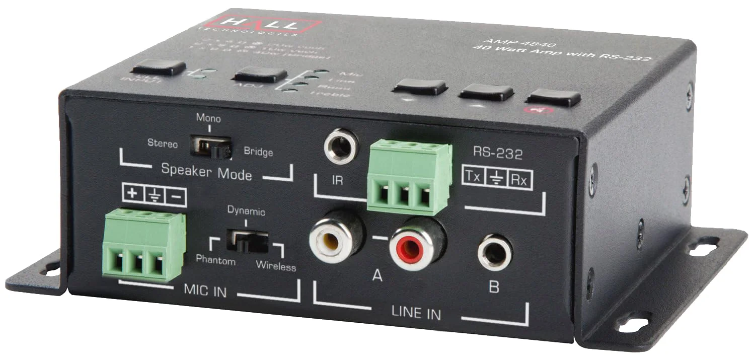 آمپلی فایر صوتی 40 واتی Hall Technologies AMP-4840 با میکسر میکروفون و کنترل RS-232
