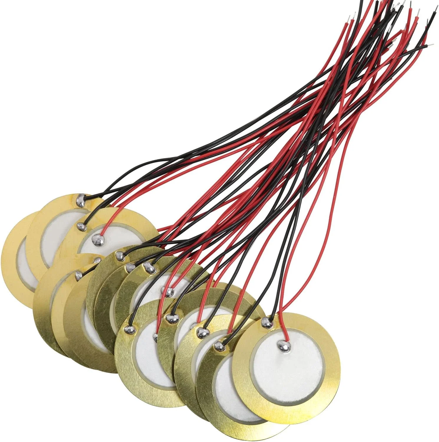 16 عدد دیسک پیزو 27 میلی‌متری با سیم، مناسب برای میکروفون، تریگر درام، پیکاپ آکوستیک، گیتار CBG و آمپلی‌فایرهای پیزو برای گیتار آکوستیک و درام