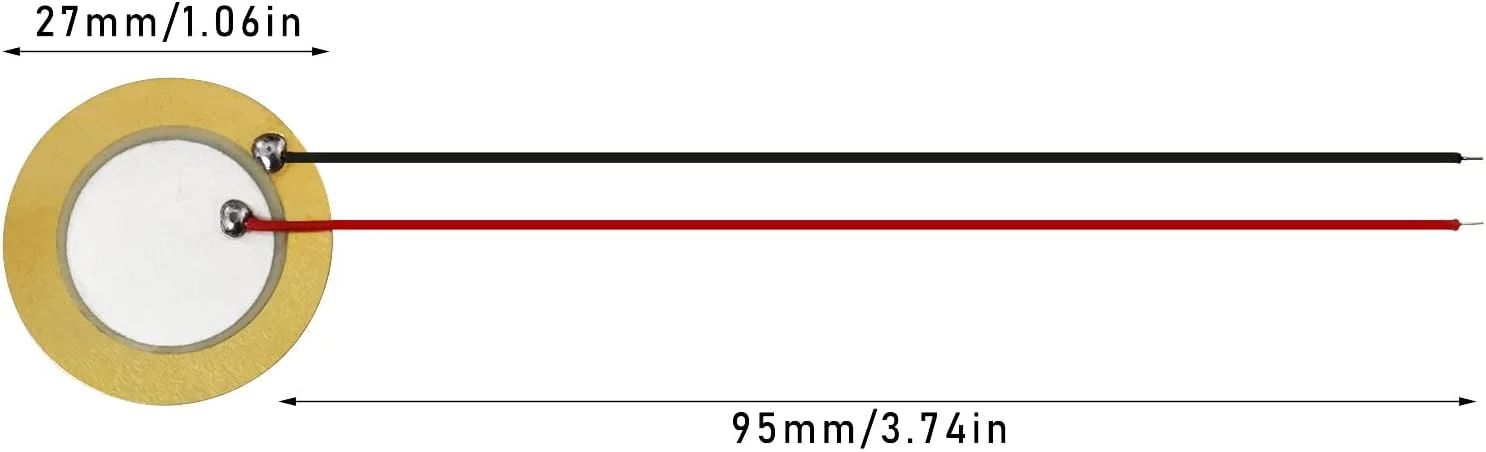 16 عدد دیسک پیزو 27 میلیمتری با سیم، مناسب برای میکروفون، تریگر درام، پیکاپ آکوستیک، گیتار CBG و آمپلیفایرهای پیزو برای گیتار آکوستیک و درام 16 عدد دیسک پیزو 27 میلیمتری با سیم، مناسب برای میکروفون، تریگر درام، پیکاپ آکوستیک، گیتار CBG و آمپلیفایرهای پیزو برای گیتار آکوستیک و درام