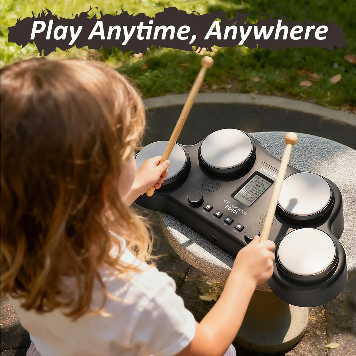 ست درام الکتریکی رومیزی PD405، با 163 صدای کوبه ای، 4 پد درام حساس به ضربه، 2 پدال و چوب درام، هدیه تولد ست درام الکتریکی رومیزی PD405، با 163 صدای کوبه ای، 4 پد درام حساس به ضربه، 2 پدال و چوب درام، هدیه تولد