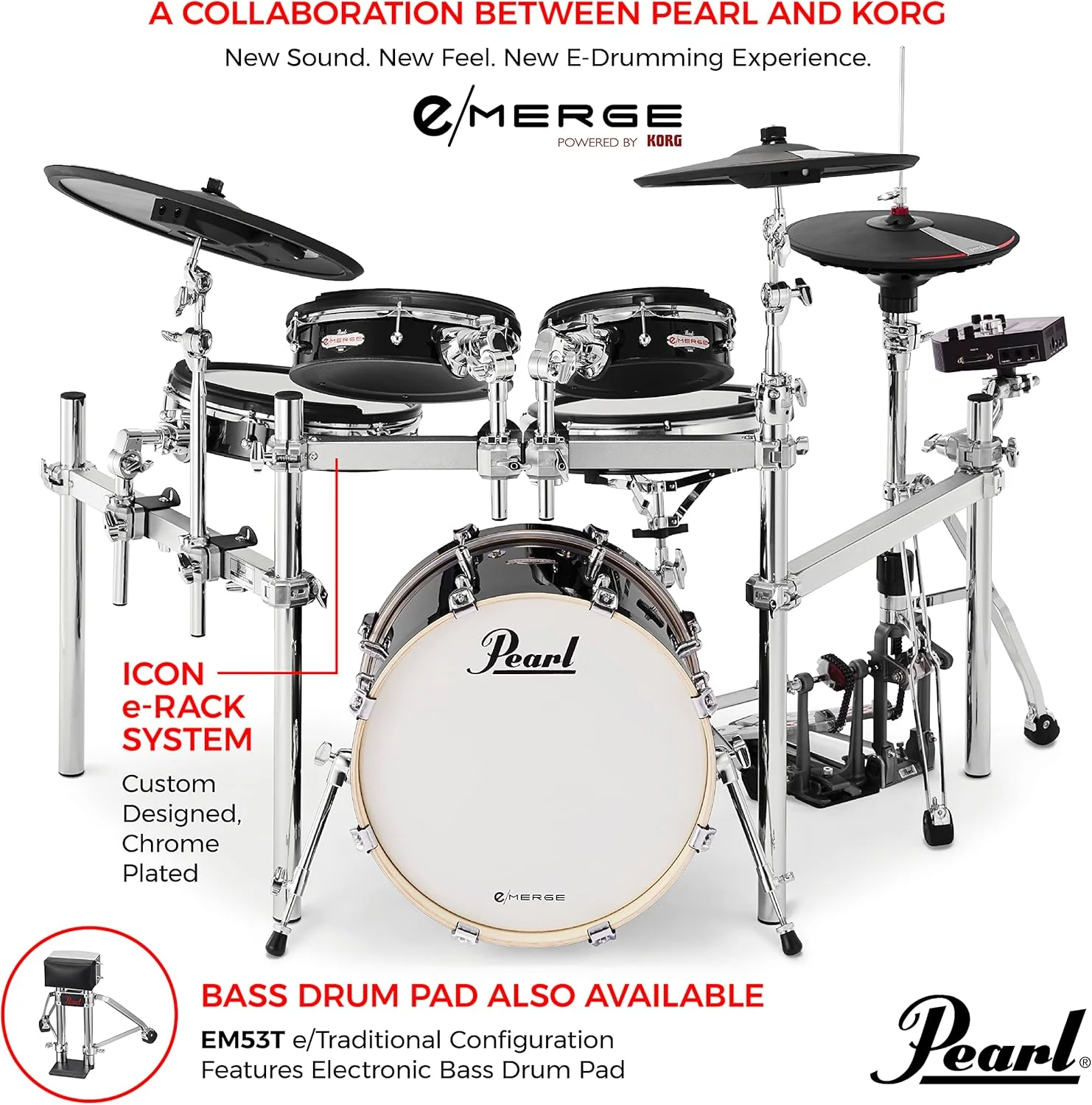 ست درام الکترونیکی پرل، مشکی جت (EM53HB)