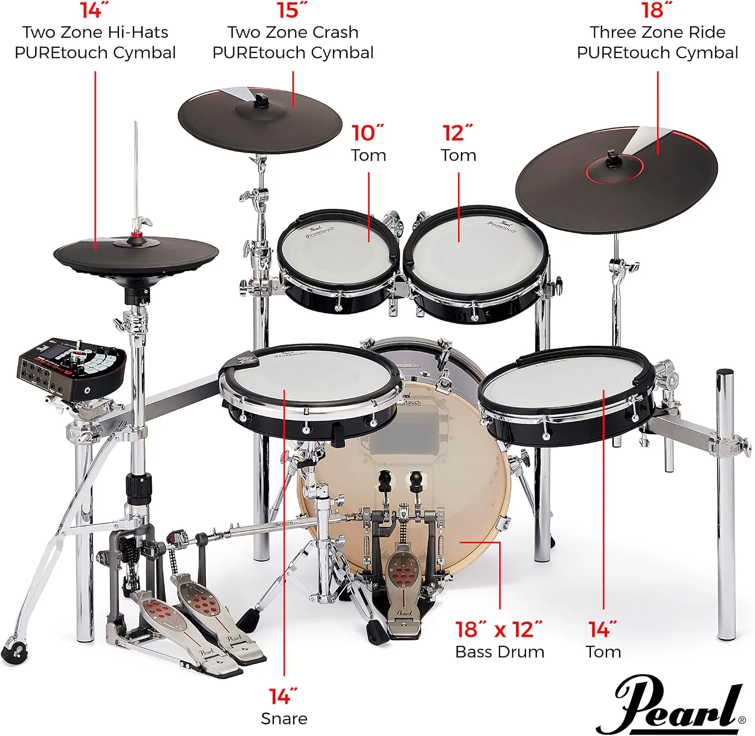 ست درام الکترونیکی پرل، مشکی جت (EM53HB)