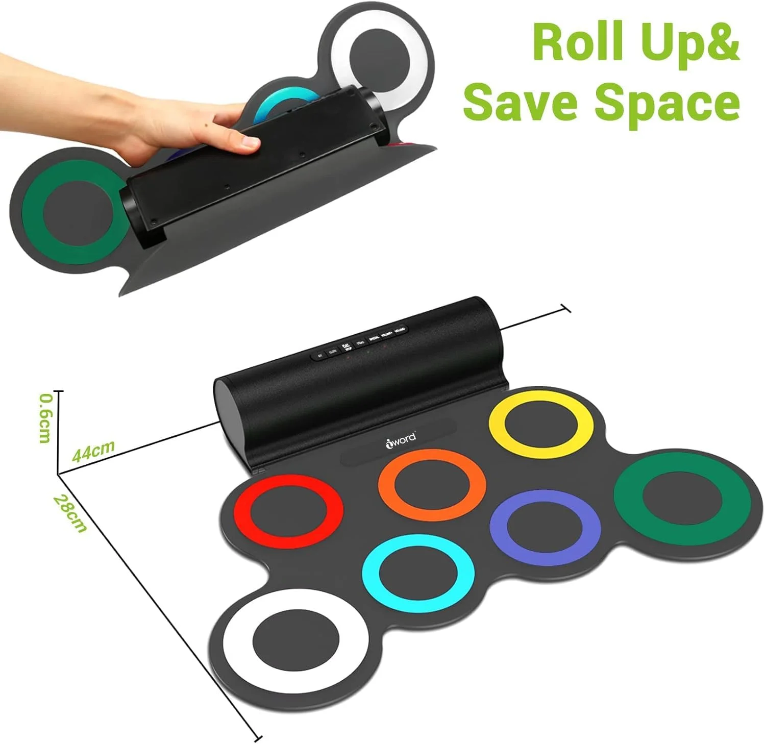 ست درام الکترونیکی، پد تمرینی درام رول آپ، کیت درام میدی با جک هدفون، بلندگوی داخلی، پدال و چوب درام، 10 ساعت زمان پخش، هدیه عالی برای کودکان در تعطیلات و تولد ست درام الکترونیکی، پد تمرینی درام رول آپ، کیت درام میدی با جک هدفون، بلندگوی داخلی، پدال و چوب درام، 10 ساعت زمان پخش، هدیه عالی برای کودکان در تعطیلات و تولد