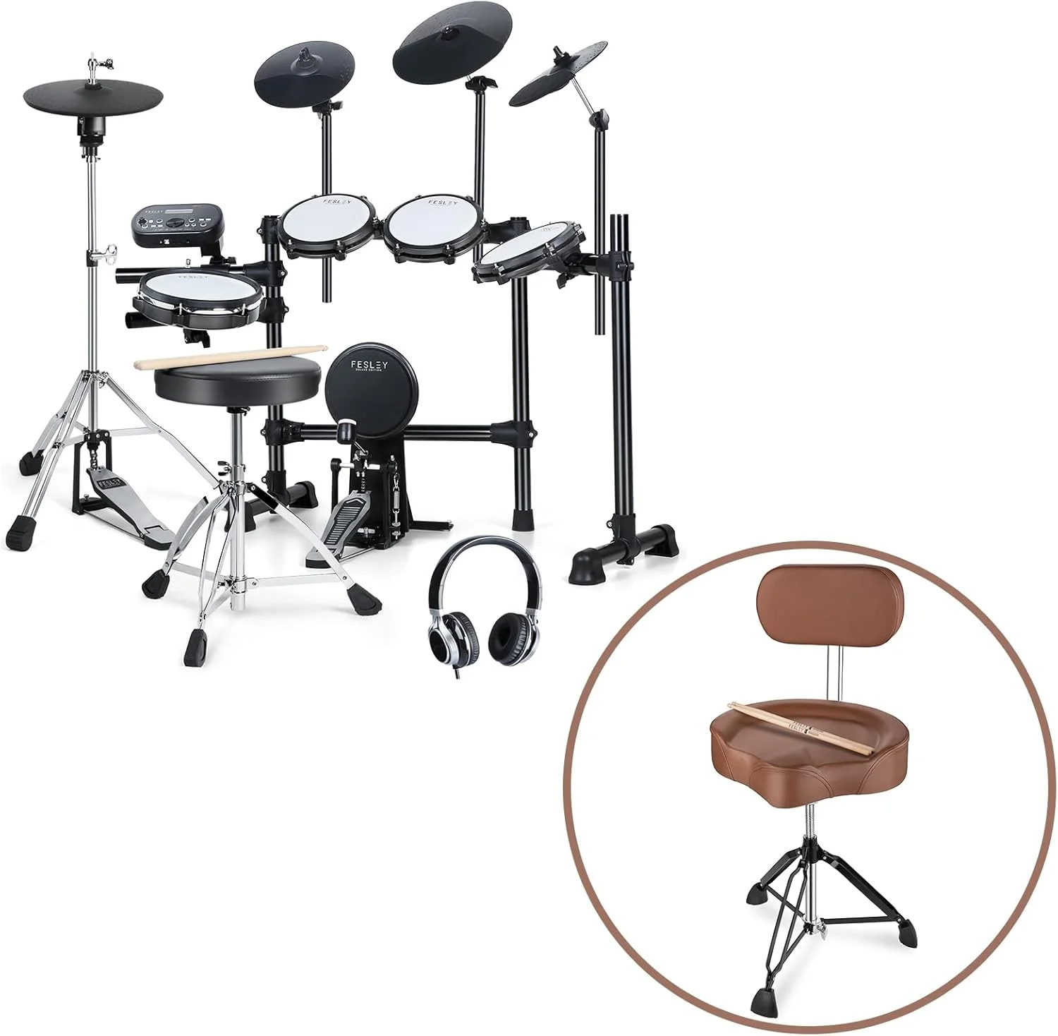 ست درام الکتریکی Fesley FED1000W به همراه صندلی درام FS30