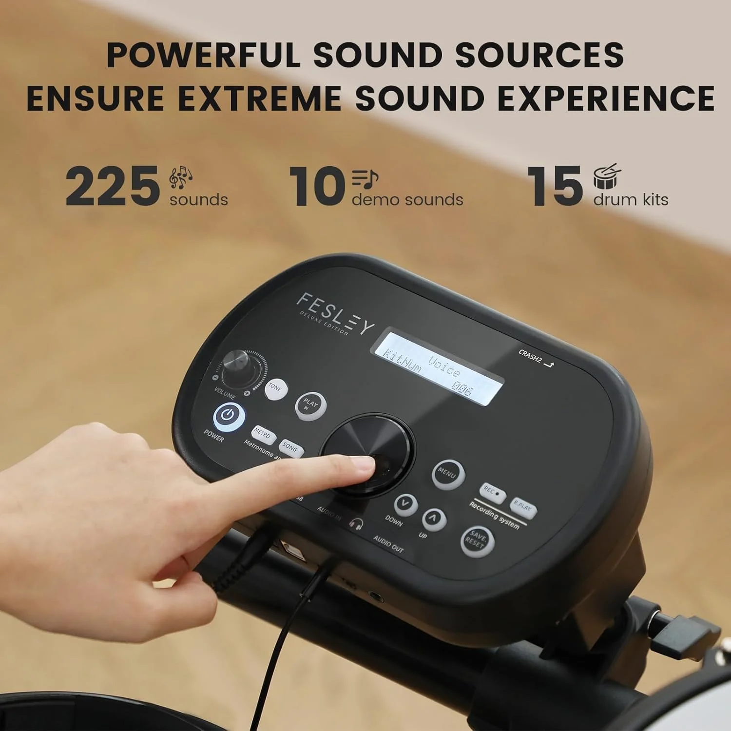 ست درام الکتریکی Fesley FED1000W به همراه صندلی درام FS30 ست درام الکتریکی Fesley FED1000W به همراه صندلی درام FS30