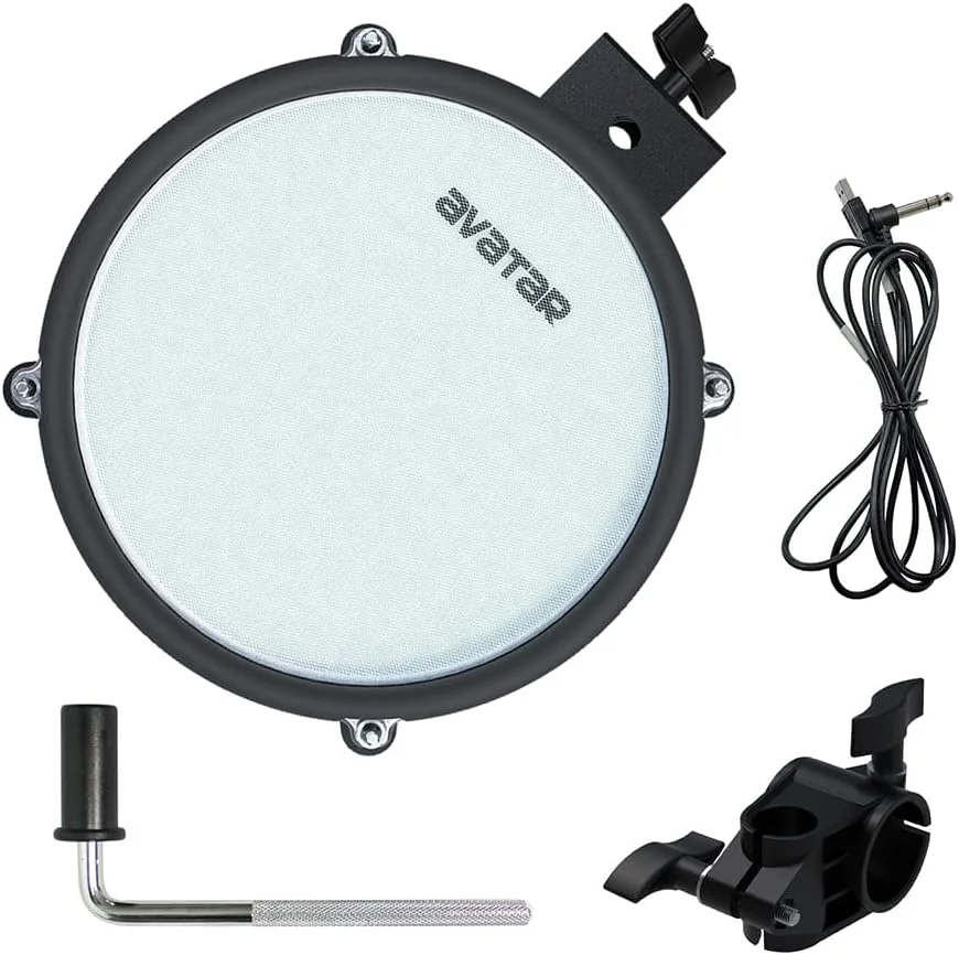 پد درام توری دو ناحیه ای اسنر/تام به همراه گیره و کابل 2 متری برای درام الکترونیکی، 8 اینچ پد درام توری دو ناحیه ای اسنر/تام به همراه گیره و کابل 2 متری برای درام الکترونیکی، 8 اینچ