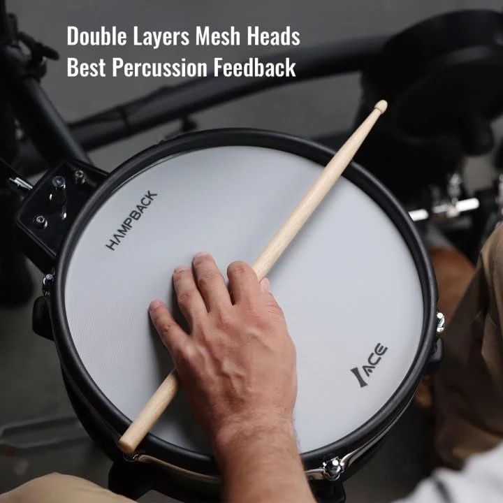 ست درام الکتریکی ACE-530 با پدهای مش دوتایی، سنج با قابلیت خفه کردن صدا، پایه مستقل Hi-hat، بازگرداندن صدای درام واقعی و حس کوبه ای، ماژول صدای بلوتوث، مناسب برای حرفه ای ها