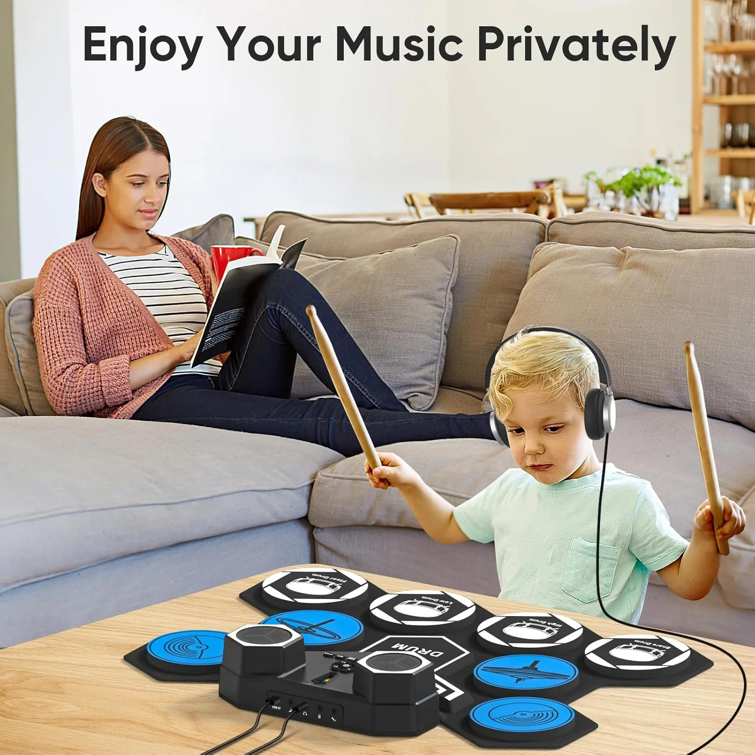 ست درام الکتریکی، پد تمرینی قابل حمل 9 درام، کیت درام الکترونیکی با بلندگوهای داخلی، چوب درام، جک خروجی هدفون، هدیه تولد کریسمس برای کودکان و بزرگسالان ست درام الکتریکی، پد تمرینی قابل حمل 9 درام، کیت درام الکترونیکی با بلندگوهای داخلی، چوب درام، جک خروجی هدفون، هدیه تولد کریسمس برای کودکان و بزرگسالان