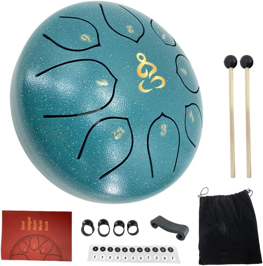 درام زبانی فولادی 6 اینچی 8 نت دو ماژور، ساز کوبه ای با چکش های درام و کیف حمل