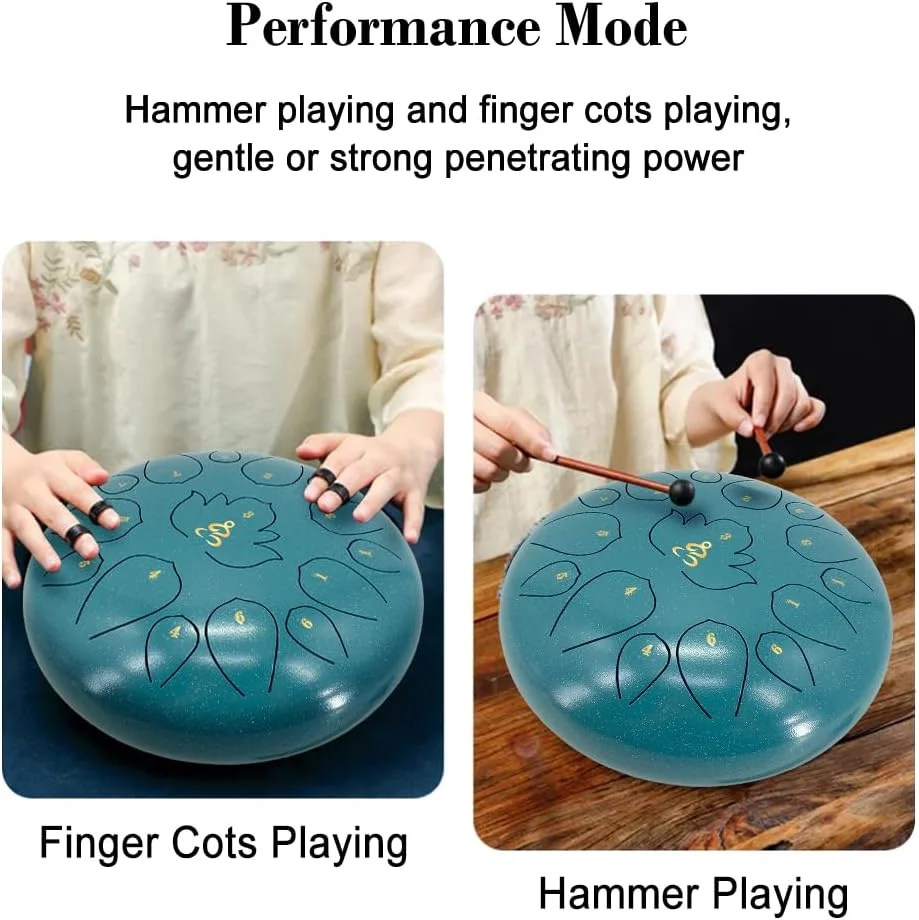 درام زبانی فولادی 12 اینچی 15 نت دو ماژور، ساز کوبه ای با چکش های درام و کیف حمل درام زبانی فولادی 12 اینچی 15 نت دو ماژور، ساز کوبه ای با چکش های درام و کیف حمل