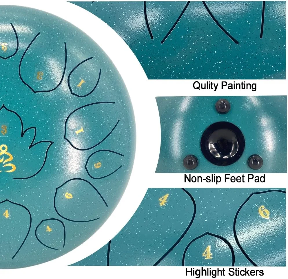 درام زبانی فولادی 12 اینچی 15 نت دو ماژور، ساز کوبه ای با چکش های درام و کیف حمل درام زبانی فولادی 12 اینچی 15 نت دو ماژور، ساز کوبه ای با چکش های درام و کیف حمل
