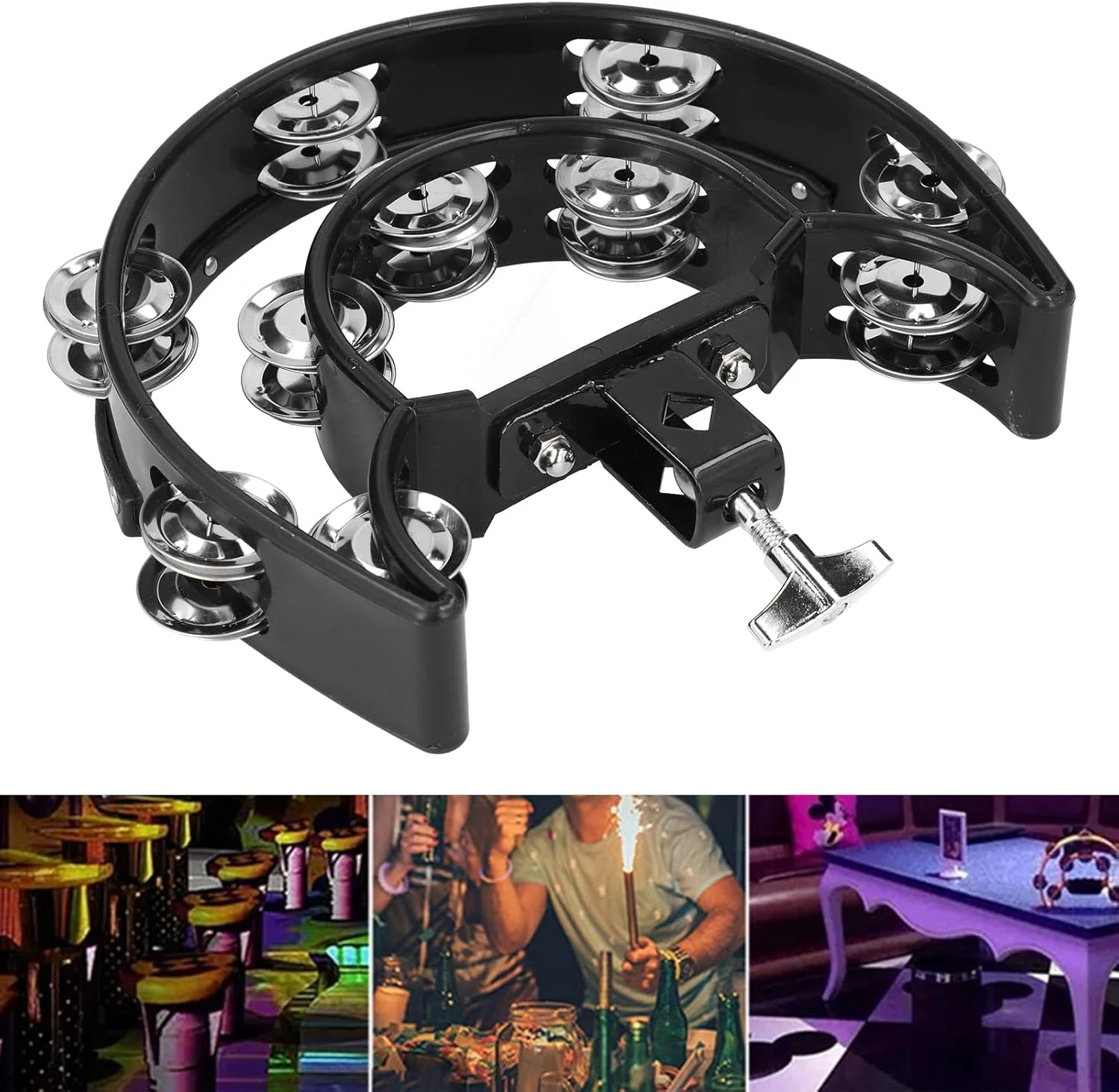 VGEBY سنج های-هت درام، سنج های-هت دف چند منظوره زنگوله دستی جغجغه زنگ های دو ردیفه شل دف برای نصب