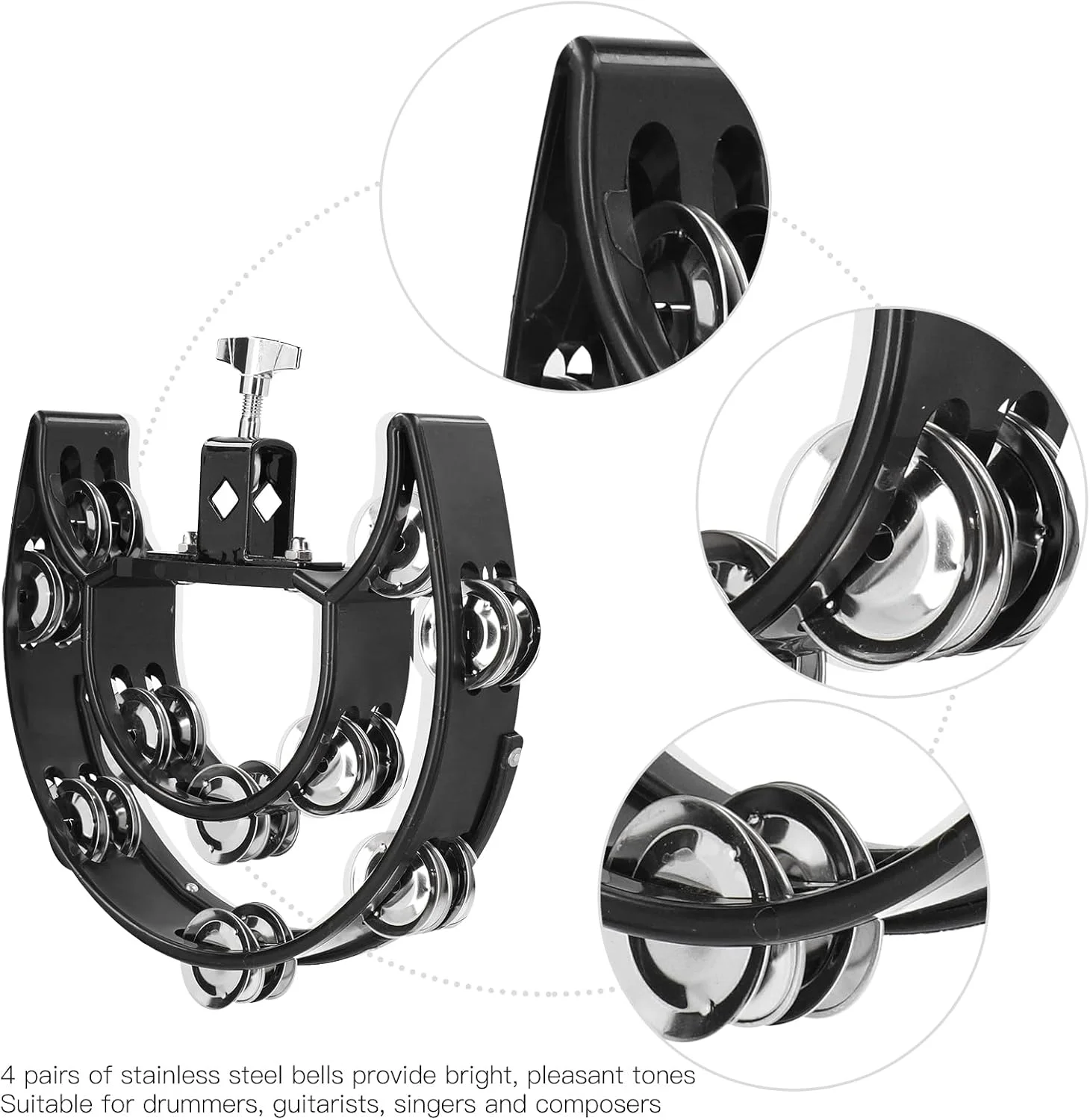 VGEBY سنج های-هت درام، سنج های-هت دف چند منظوره زنگوله دستی جغجغه زنگ های دو ردیفه شل دف برای نصب