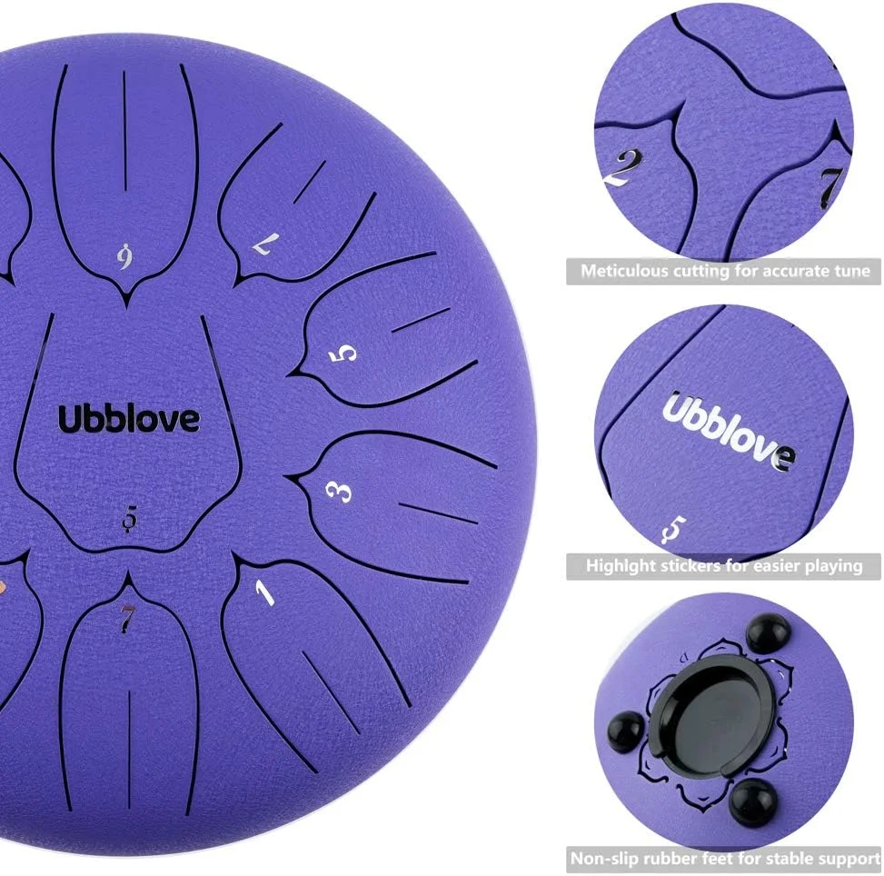 درام زبانی فولادی - 11 نت، 10 اینچ، ساز کوبه ای در گام ر ماژور به همراه لوازم جانبی، مناسب برای آموزش موسیقی بزرگسالان، مدیتیشن، کنسرت، یوگا (بنفش) درام زبانی فولادی - 11 نت، 10 اینچ، ساز کوبه ای در گام ر ماژور به همراه لوازم جانبی، مناسب برای آموزش موسیقی بزرگسالان، مدیتیشن، کنسرت، یوگا (بنفش)