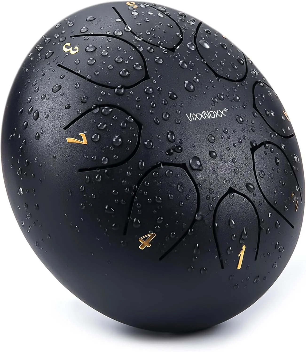 درام باران برای باغ بیرونی، 6 اینچ 8 نت درام زبانی فولادی ساز کوبه ای هندپن برای مدیتیشن یوگا و صدا درمانی، هدیه با کیف، چکش و کتاب آهنگ (مشکی)