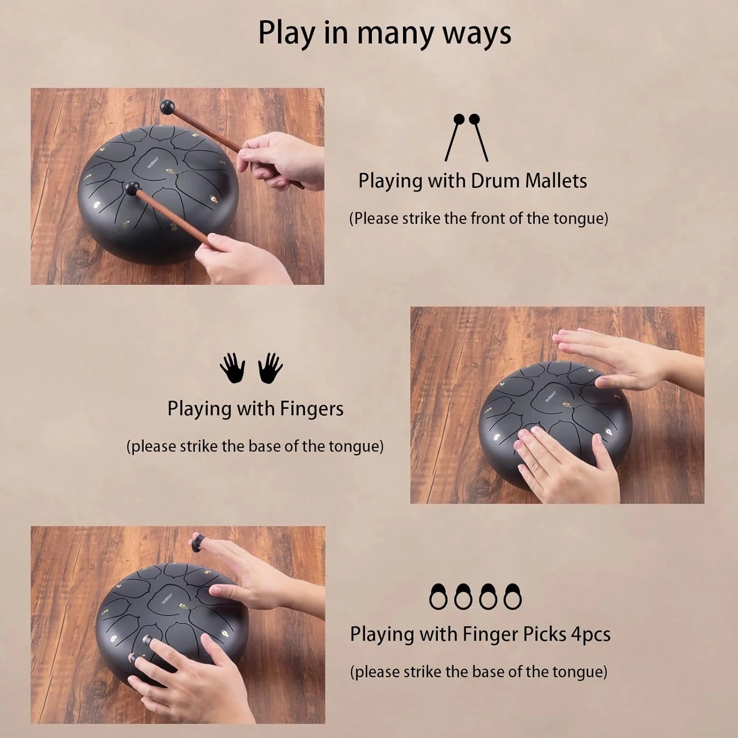 درام باران برای باغ بیرونی، 6 اینچ 8 نت درام زبانی فولادی ساز کوبه ای هندپن برای مدیتیشن یوگا و صدا درمانی، هدیه با کیف، چکش و کتاب آهنگ (مشکی) درام باران برای باغ بیرونی، 6 اینچ 8 نت درام زبانی فولادی ساز کوبه ای هندپن برای مدیتیشن یوگا و صدا درمانی، هدیه با کیف، چکش و کتاب آهنگ (مشکی)