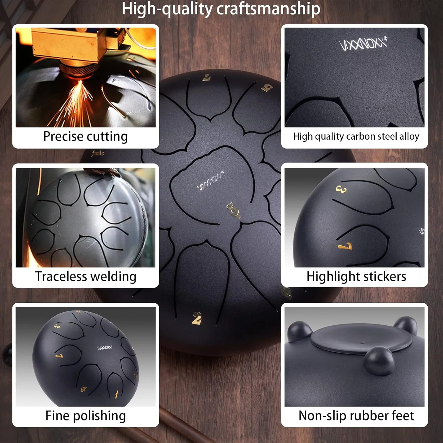 درام باران برای باغ بیرونی، 6 اینچ 8 نت درام زبانی فولادی ساز کوبه ای هندپن برای مدیتیشن یوگا و صدا درمانی، هدیه با کیف، چکش و کتاب آهنگ (مشکی) درام باران برای باغ بیرونی، 6 اینچ 8 نت درام زبانی فولادی ساز کوبه ای هندپن برای مدیتیشن یوگا و صدا درمانی، هدیه با کیف، چکش و کتاب آهنگ (مشکی)