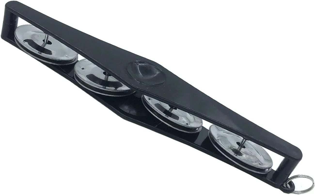 دف زنگی انگشتی کوبه‌ای با 4 زنگ فولادی، دف زنگی انگشتی پلاستیکی برای نوازندگان درام، تمرین نوازندگان گروه، نمایش‌های آکوستیک، ضبط استودیویی مشکی