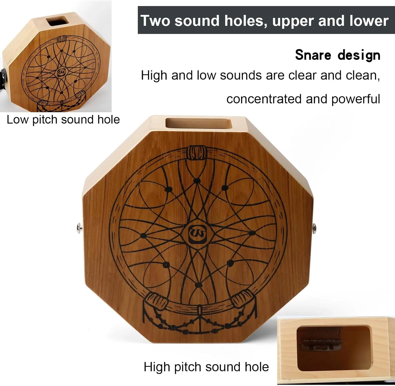 کاخن درام دو رنگ – درام چوبی قابل حمل با بند قابل تنظیم (30 تا 50 اینچ)، انواع صدای منحصر به فرد، قهوه ای طبیعی، ایده آل برای اجراهای آکوستیک و رویدادهای فضای باز کاخن درام دو رنگ – درام چوبی قابل حمل با بند قابل تنظیم (30 تا 50 اینچ)، انواع صدای منحصر به فرد، قهوه ای طبیعی، ایده آل برای اجراهای آکوستیک و رویدادهای فضای باز