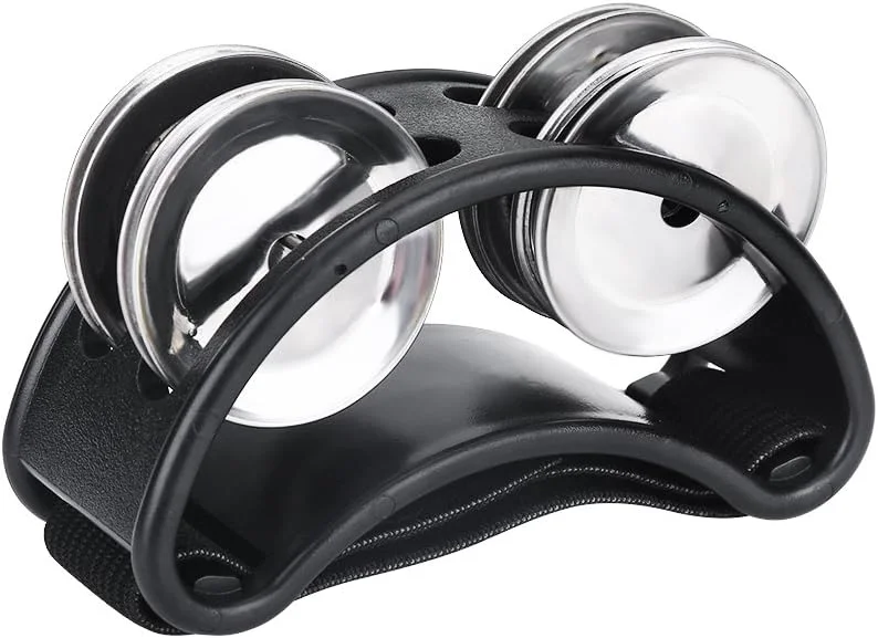 دف پایی، دف پایی سه رنگ با زنگوله های فولادی برای ساز کوبه ای (مشکی)