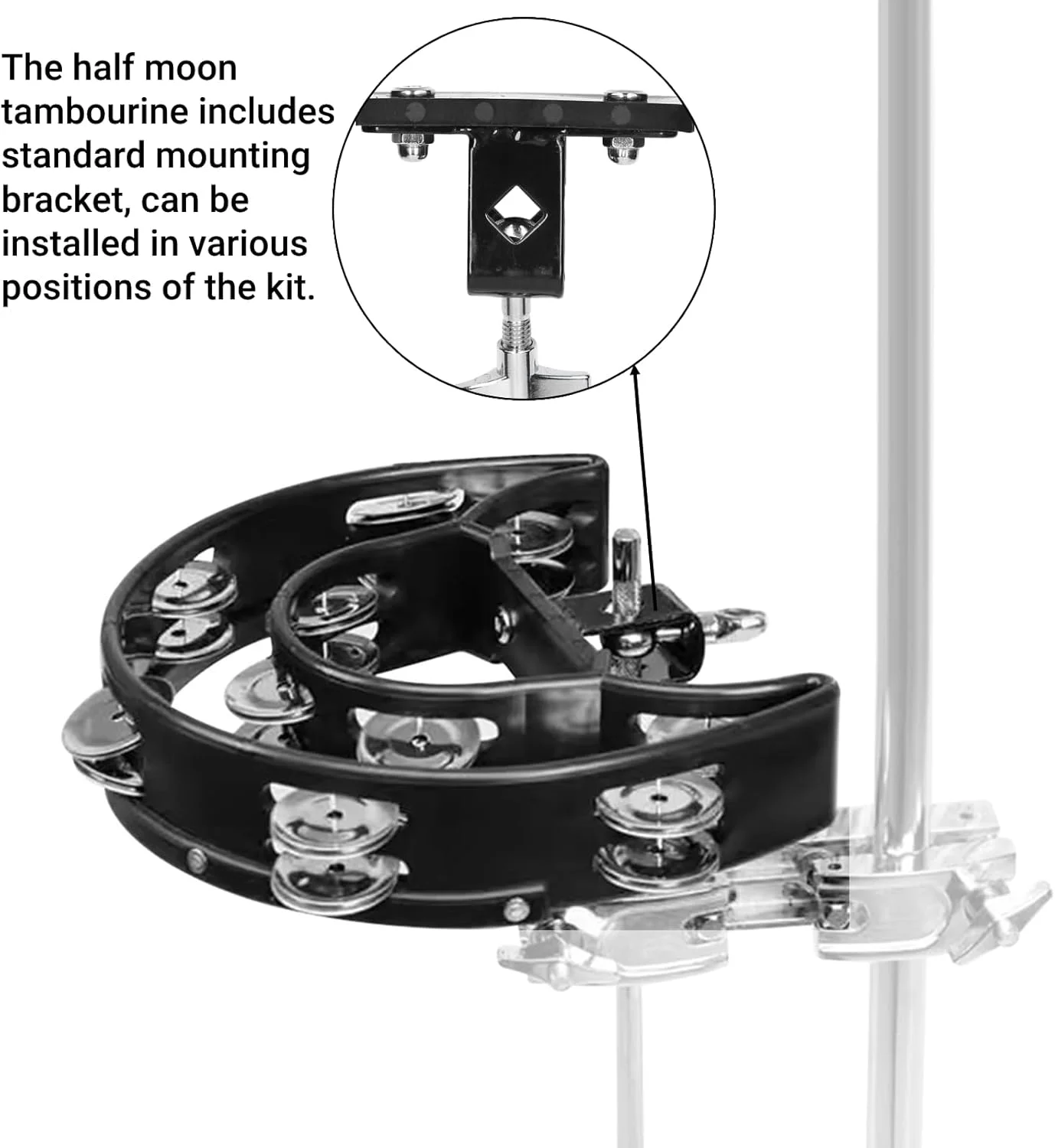 دف طبل با براکت نصب، دف هلالی، زنگوله دستی دو ردیفه برای نوازندگان دف طبل با براکت نصب، دف هلالی، زنگوله دستی دو ردیفه برای نوازندگان