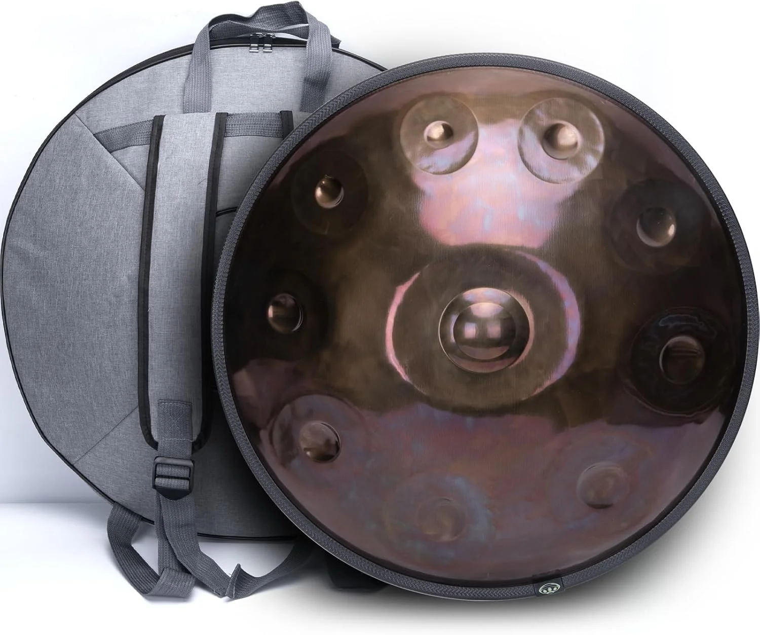 درام هندپن پیشرفته "SINGOFIRE"، هندپن فولادی Ember، 10 نت به همراه کیف، 22 اینچ 440Hz D Minor Kurd، پایه درام تلسکوپی، طلایی رنگین کمانی