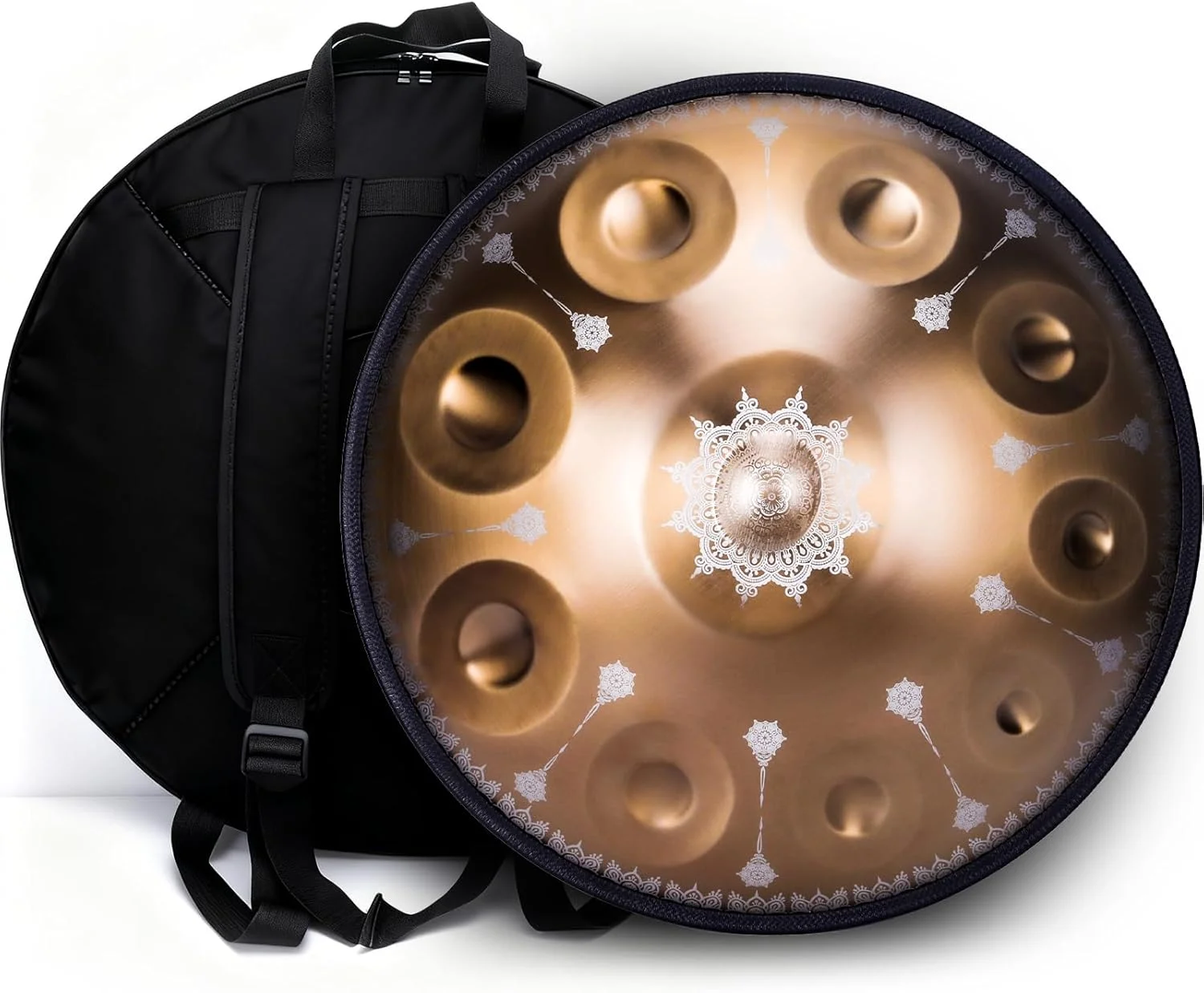 درام هندپن ممتاز "SINGOFIRE"، درام های هندپن چاپی برای بزرگسالان، 22 اینچ 432 هرتز 10 نت D مینور کورد هندپن، مجموعه شکوفه آسمانی - درخشش طلایی