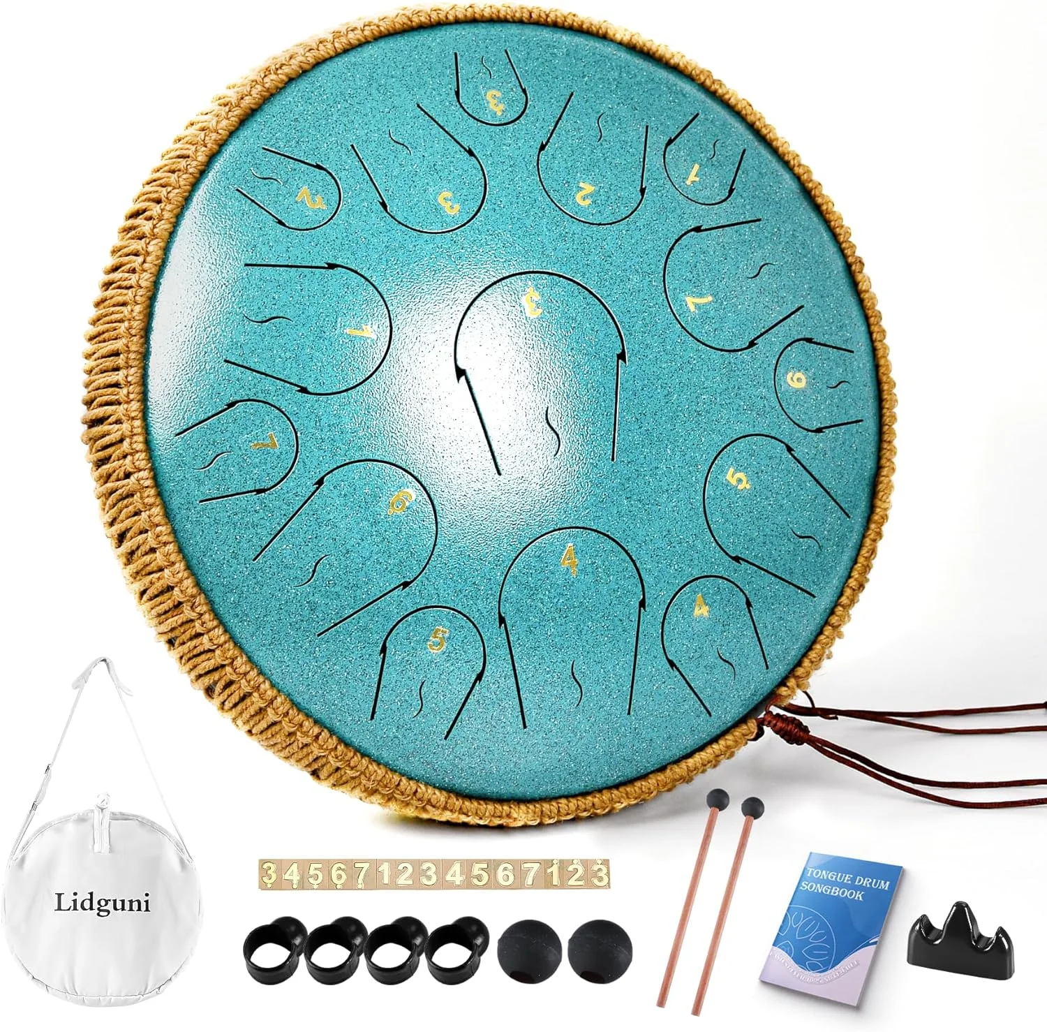 درام زبانی فولادی - درام زبانی 14 اینچی 15 نت - درام هندپن با کتاب موسیقی، چکش های هندپن و کیف حمل، دو ماژور، سبز مالاکیت درام زبانی فولادی - درام زبانی 14 اینچی 15 نت - درام هندپن با کتاب موسیقی، چکش های هندپن و کیف حمل، دو ماژور، سبز مالاکیت