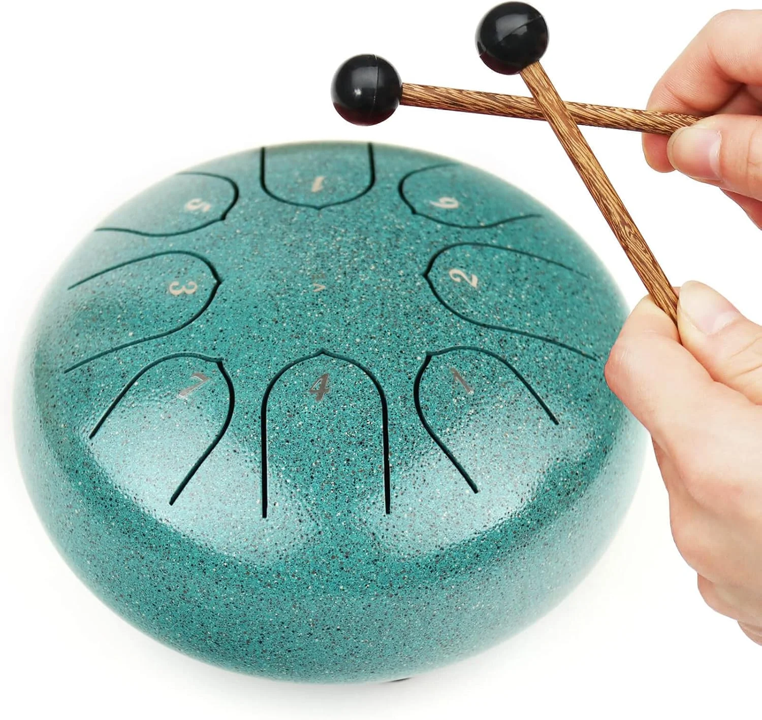 درام باران REGIS برای فضای باز، درام زبانی فولادی 8 نت 6 اینچی، درام تانک چاکرا فولادی به همراه کیف مسافرتی پد دار و چکش‌ها، هدیه ای برای آموزش موسیقی، سرگرمی، مدیتیشن، یوگا و ذن (مالاکیت)