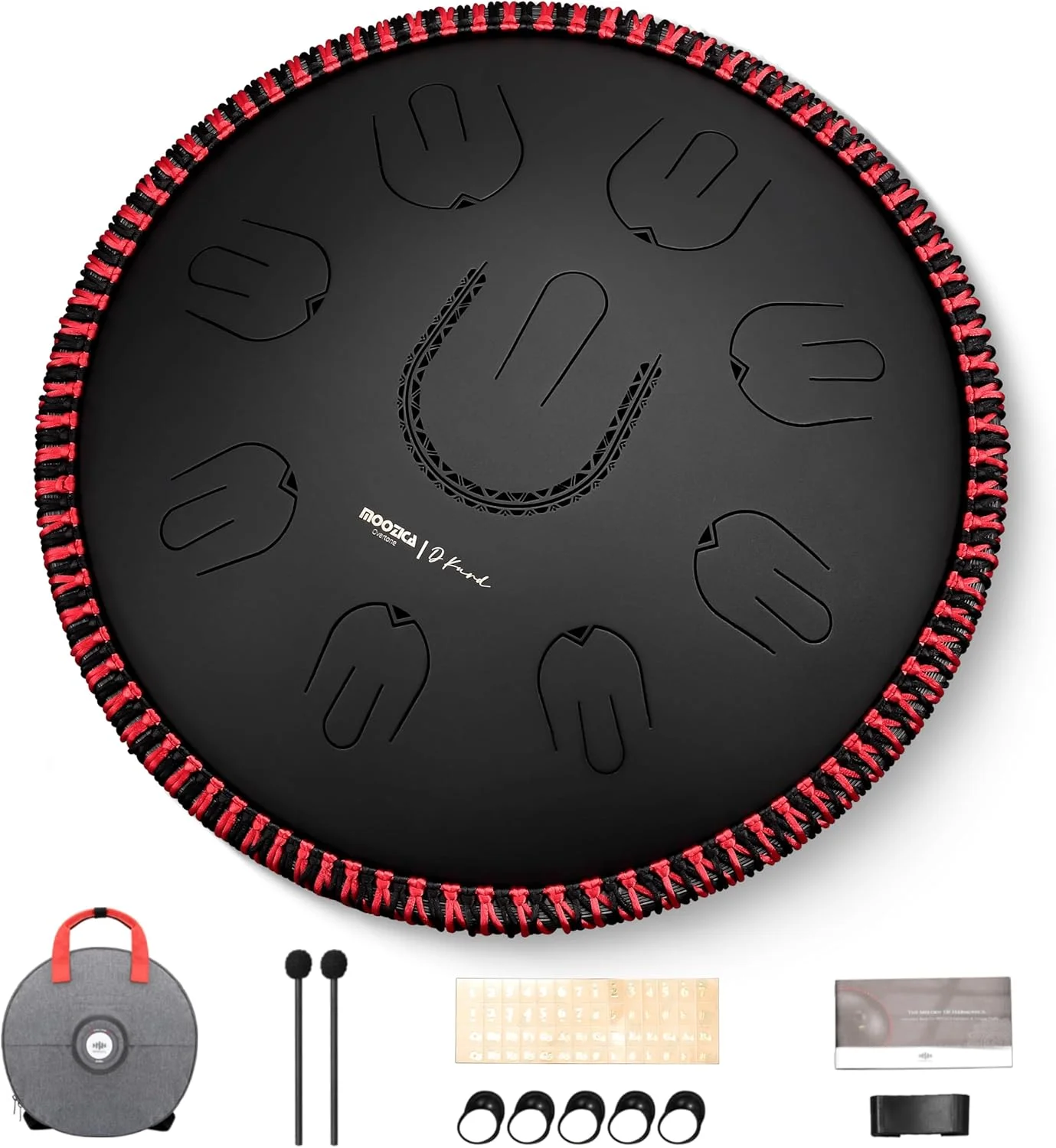 درام تانگ استیل MOOZICA، 14 اینچی، مقیاس D-Kurd قابل حمل با طراحی اکتاو اورتون، درام هندپن برای مبتدی و حرفه ای (D-Kurd، مشکی)