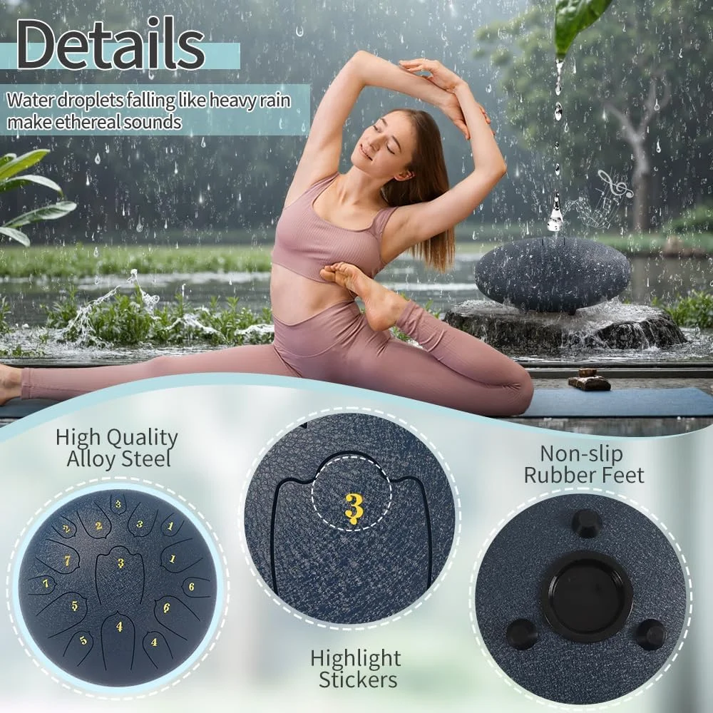 درام زبانی فولادی 12 اینچ 15 نت ساز موسیقی، ساز کوبه ای ر مینور با کیف نرم، کتاب موسیقی و 2 چکش برای مدیتیشن (آبی) درام زبانی فولادی 12 اینچ 15 نت ساز موسیقی، ساز کوبه ای ر مینور با کیف نرم، کتاب موسیقی و 2 چکش برای مدیتیشن (آبی)