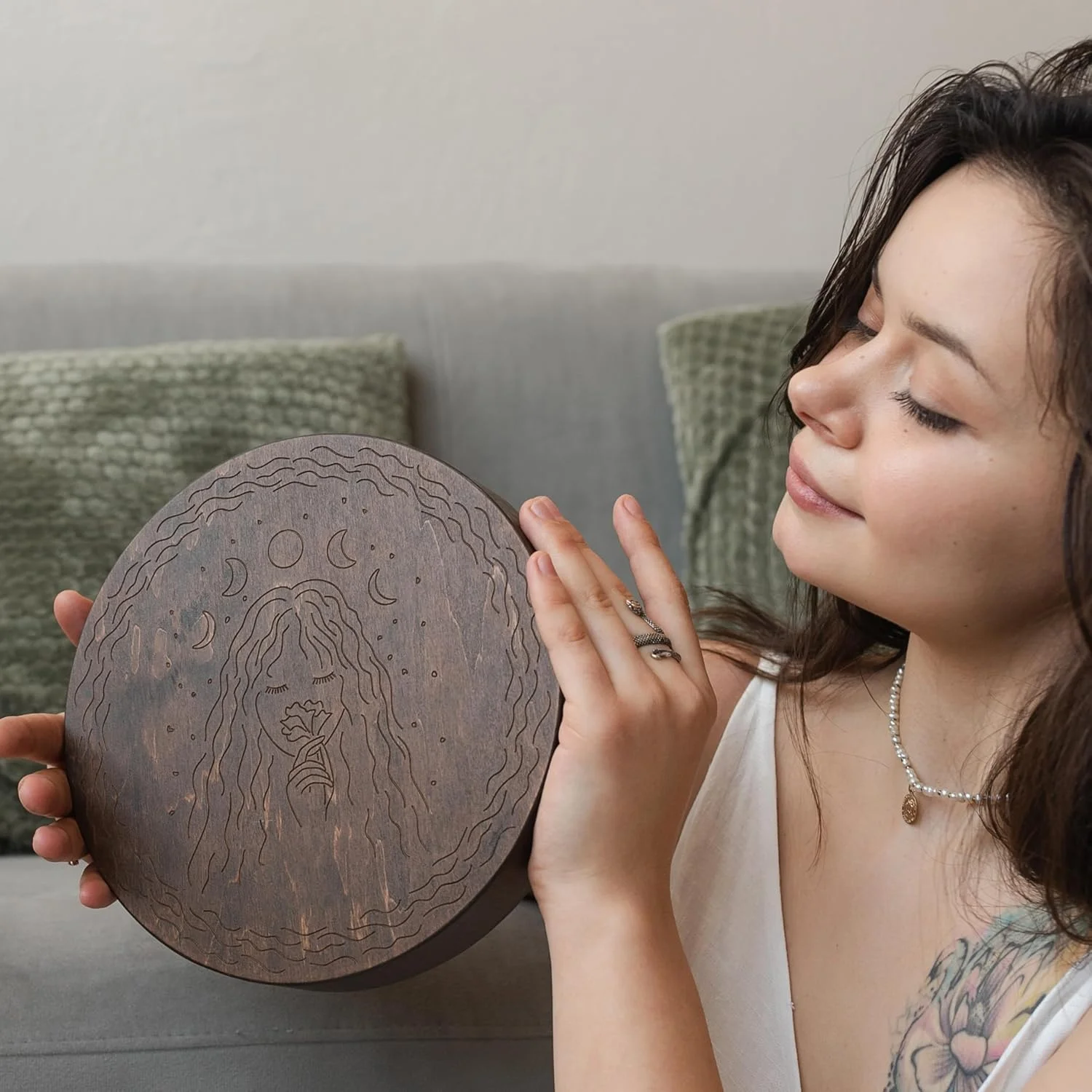 دیسک باران چوبی، ساز موسیقی صدای رودخانه کوهستانی برای مدیتیشن، ابزار شفای صوتی، قطر 8.6 اینچ، سبک وزن، استفاده آسان و صنایع دستی با عمر طولانی