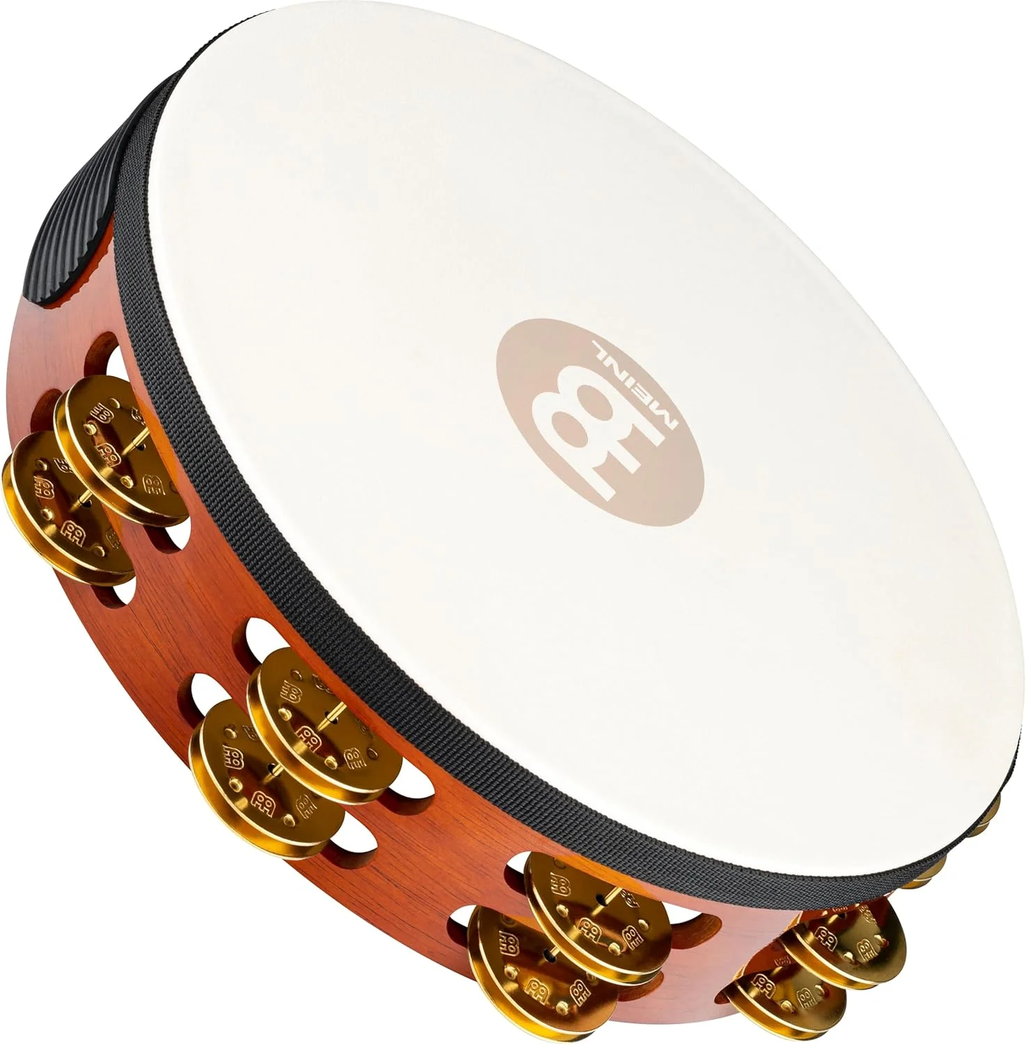 دف چوبی سنتی 10 اینچی Meinl Percussion TAH2B-AB با پوست بز و سنج های برنجی، 2 ردیفه، چوب/ قهوه ای