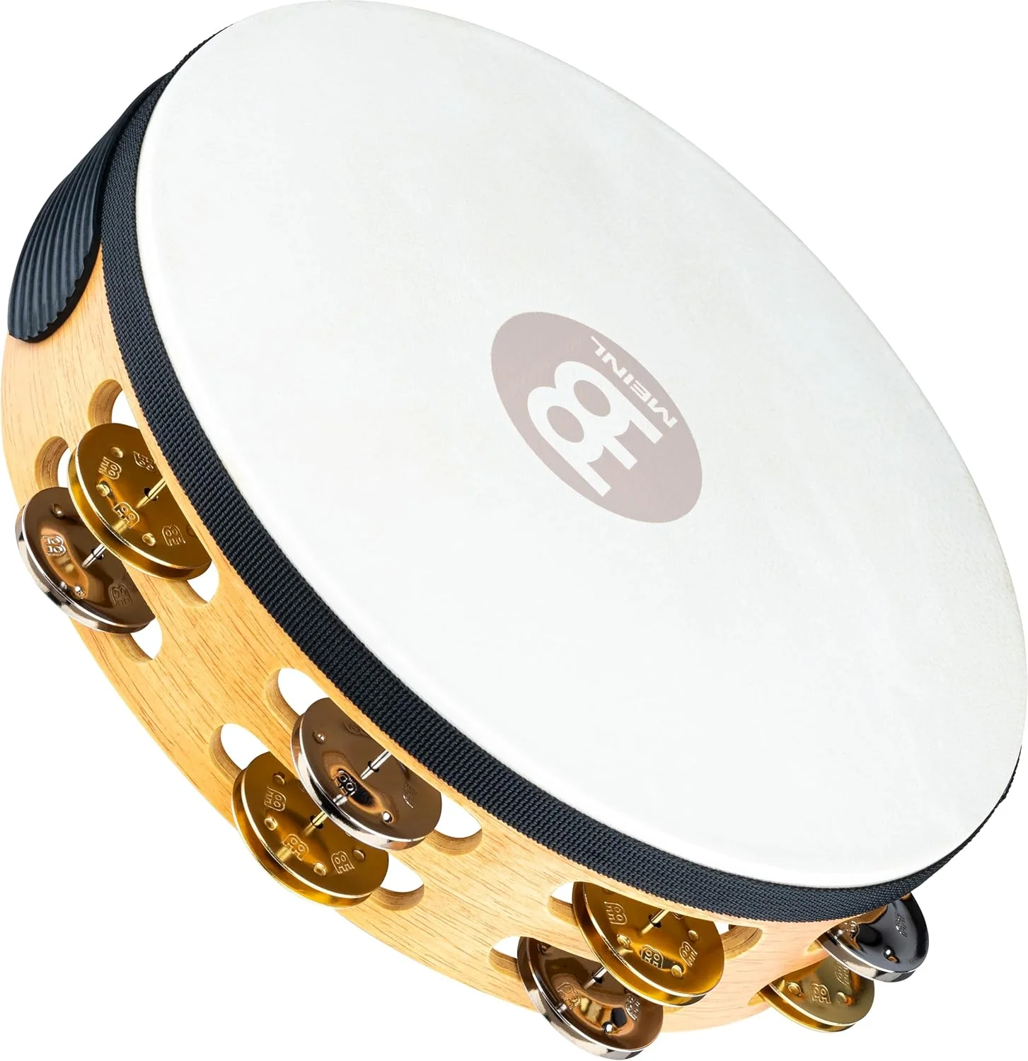 دف چوبی سنتی 10 اینچی Meinl Percussion TAH2M-SNT با پوست بز و سنج های آلیاژی دوتایی، 2 ردیفه