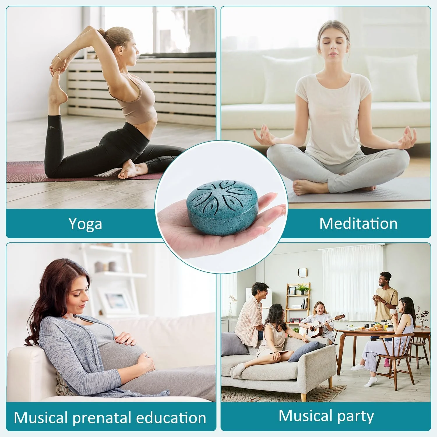 درام باران کوچک ZTJ برای فضای باز - درام زبانی فولادی 3 اینچی 6 نتی، ساز کوبه ای زنگ بادی باغ با چکش و کیف، هدیه ای برای دوستداران موسیقی (سبز تیره)