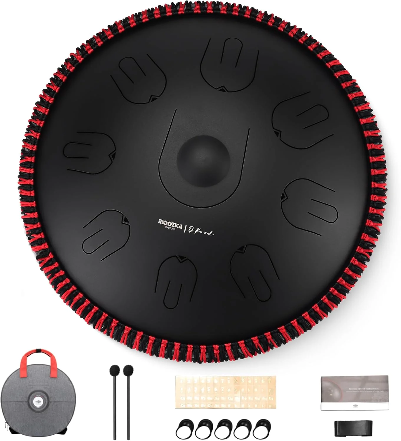 درام تانگ استیل هندپن موزیکا، 14 اینچ 17 نت در D مینور با طراحی اوکتاو اورتون، ساز کوبه ای درام هندپن با کیف حمل (D-Kurd، مشکی)