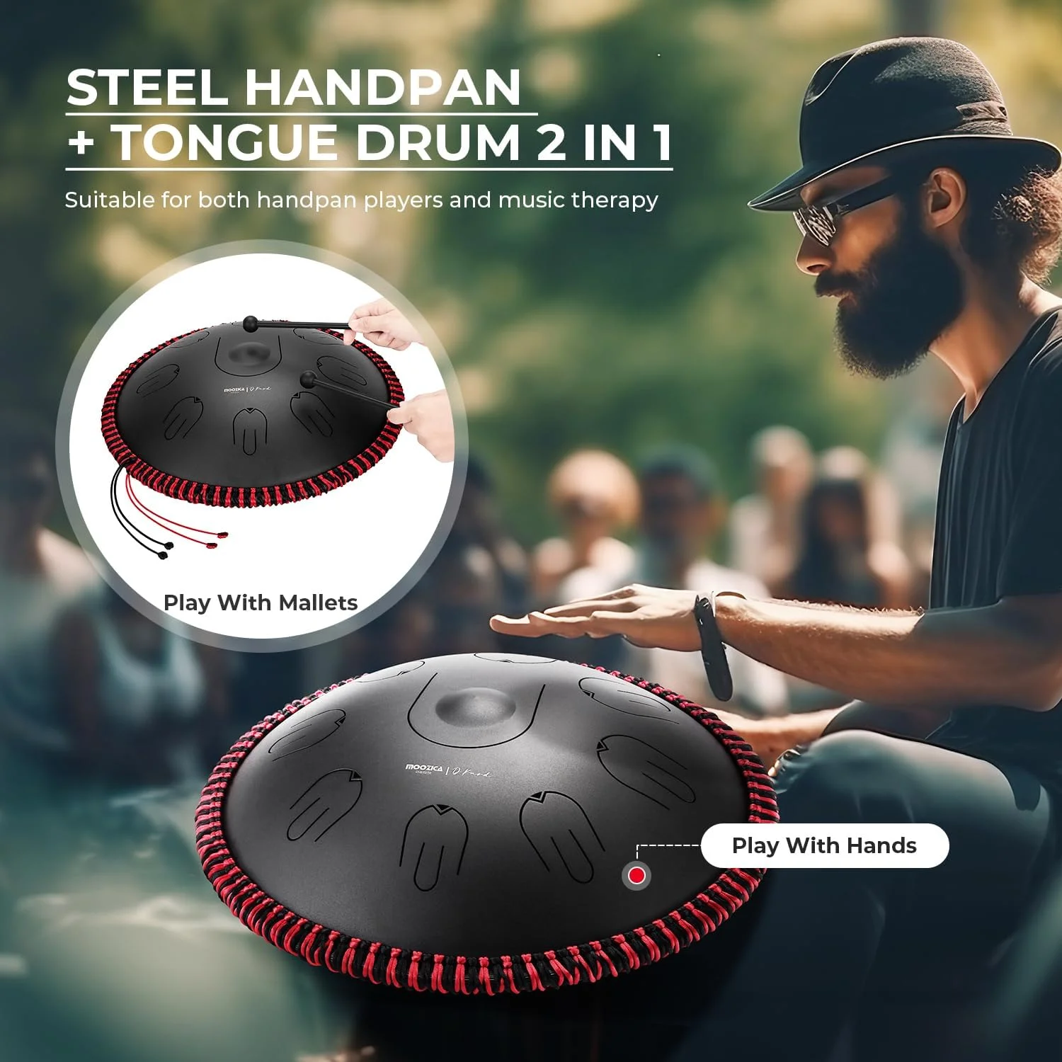 درام تانگ استیل هندپن موزیکا، 14 اینچ 17 نت در D مینور با طراحی اوکتاو اورتون، ساز کوبه ای درام هندپن با کیف حمل (D-Kurd، مشکی) درام تانگ استیل هندپن موزیکا، 14 اینچ 17 نت در D مینور با طراحی اوکتاو اورتون، ساز کوبه ای درام هندپن با کیف حمل (D-Kurd، مشکی)