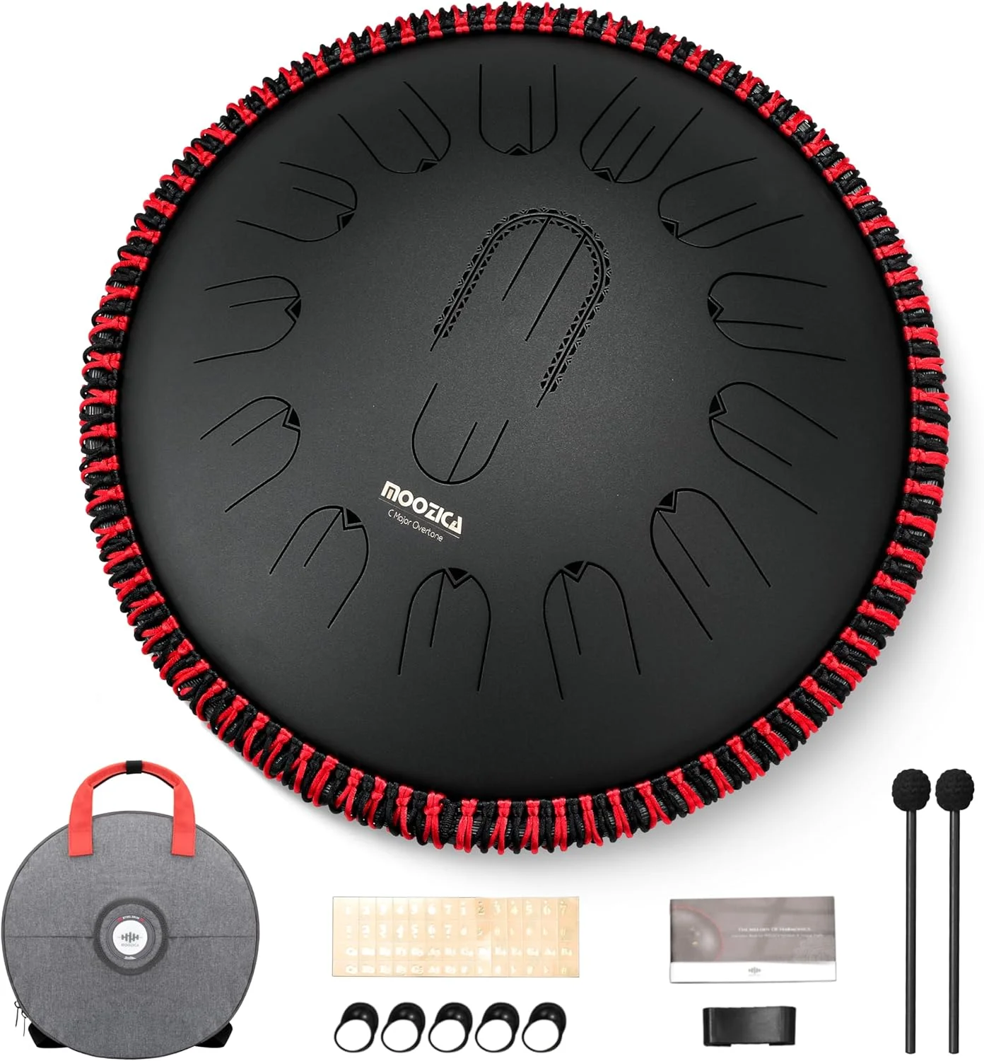 درام زبانی استیل 15 اینچی MOOZICA - 15 نت در C ماژور 432 هرتز با طراحی اوکتاو اورتون - ساز کوبه ای حرفه ای با کیف حمل