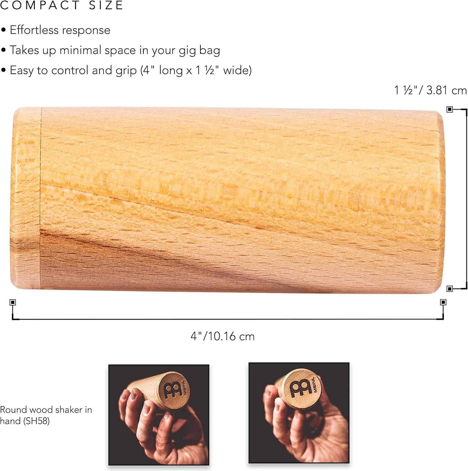 شیکر چوبی پرکاشن ماینل با حجم ریتمیک متوسط ​​— ساخت اروپا — برای موسیقی آکوستیک یا افزودن بافت به ضبط های استودیویی (SH58)