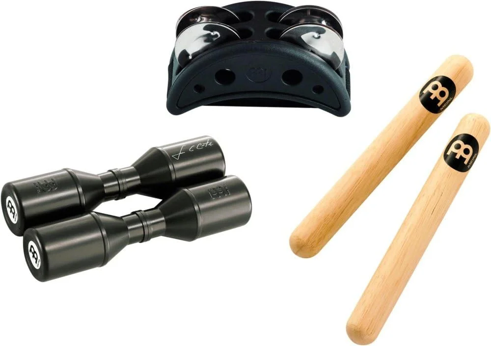 ست پرکاشن Meinl PP-1 شامل شیکر Luis Conte، کلاوه‌های چوبی کلاسیک و دف پایی جمع و جور