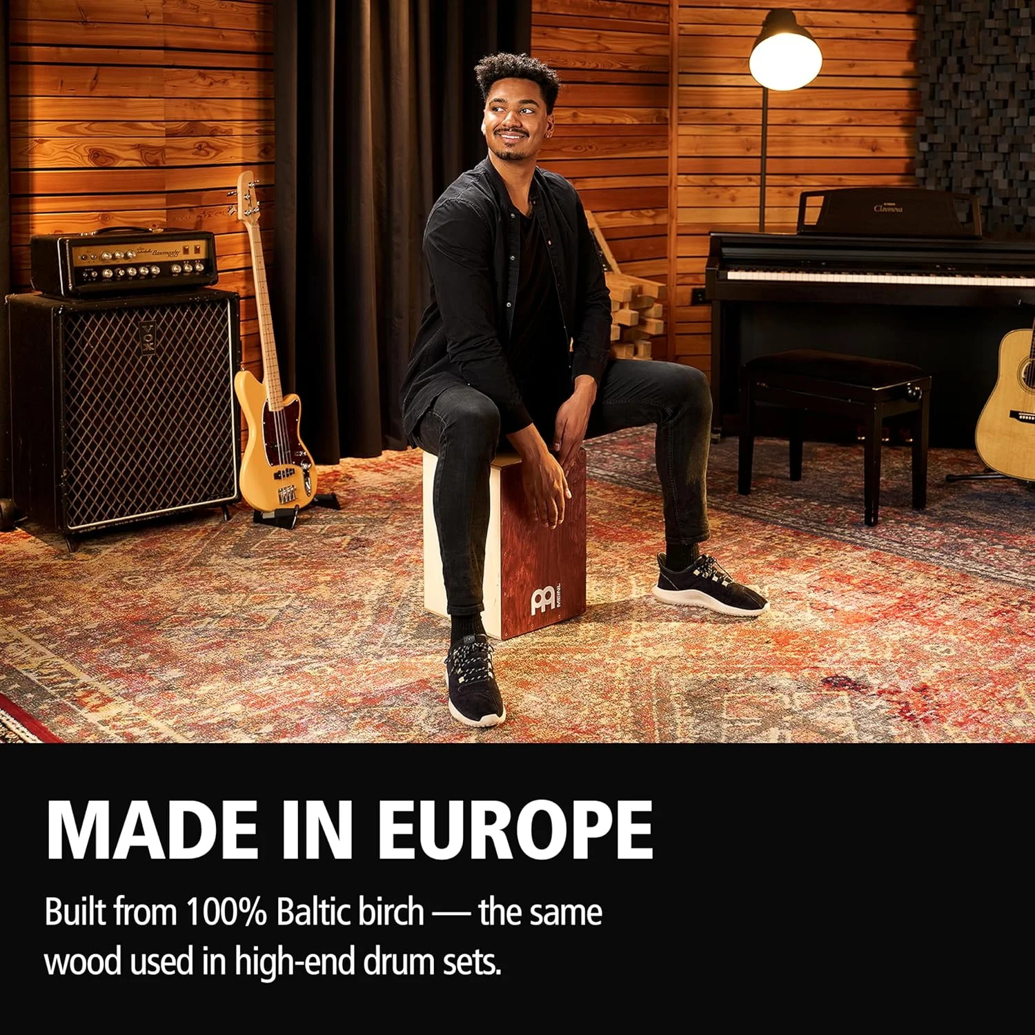 کاخن پرکاشن Meinl Cafe با صدای Snare و Bass برای موسیقی آکوستیک - ساخت اروپا - چوب توس بالتیک، نواختن با دست (BC1NB)