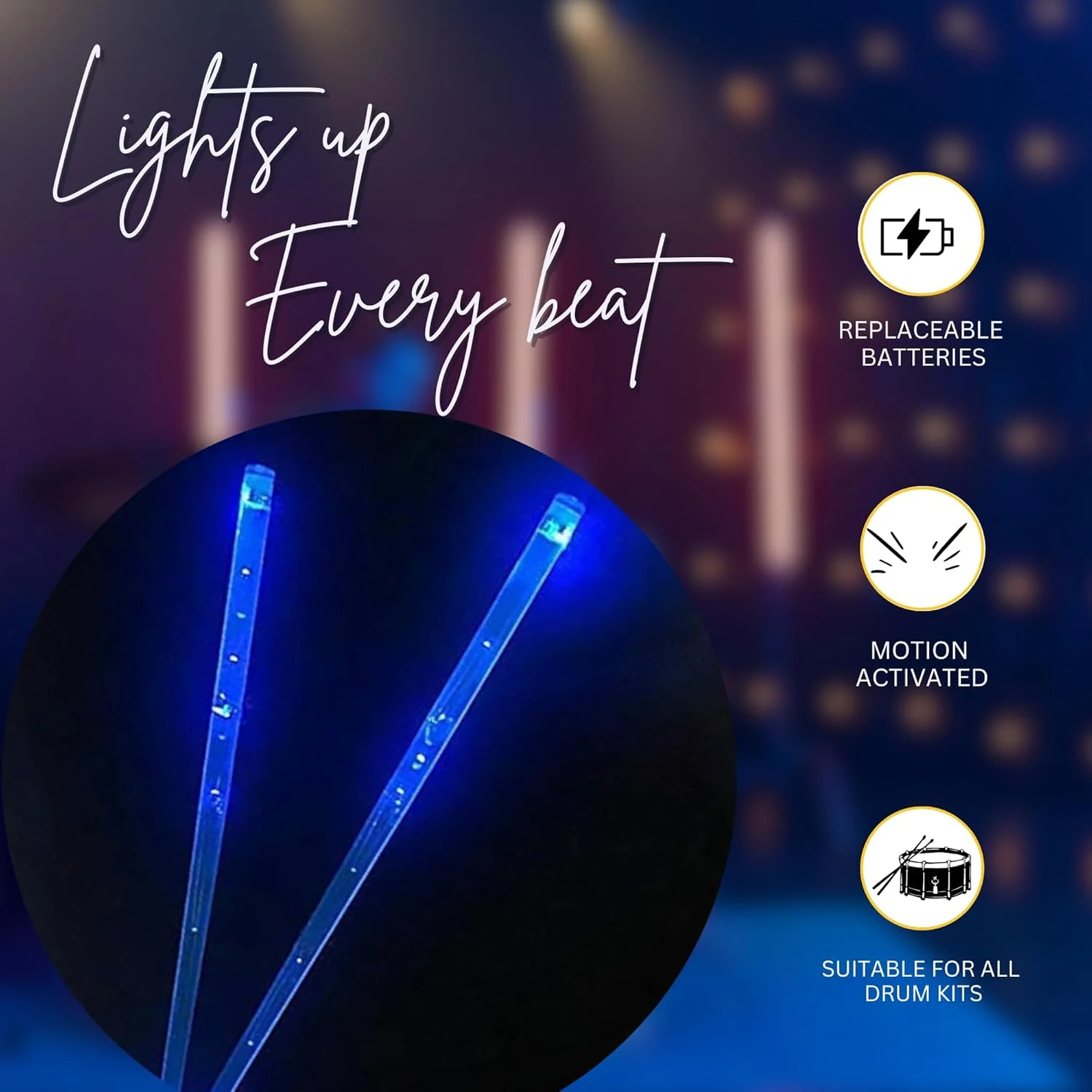 چوب‌های درام LED نورانی (آبی)