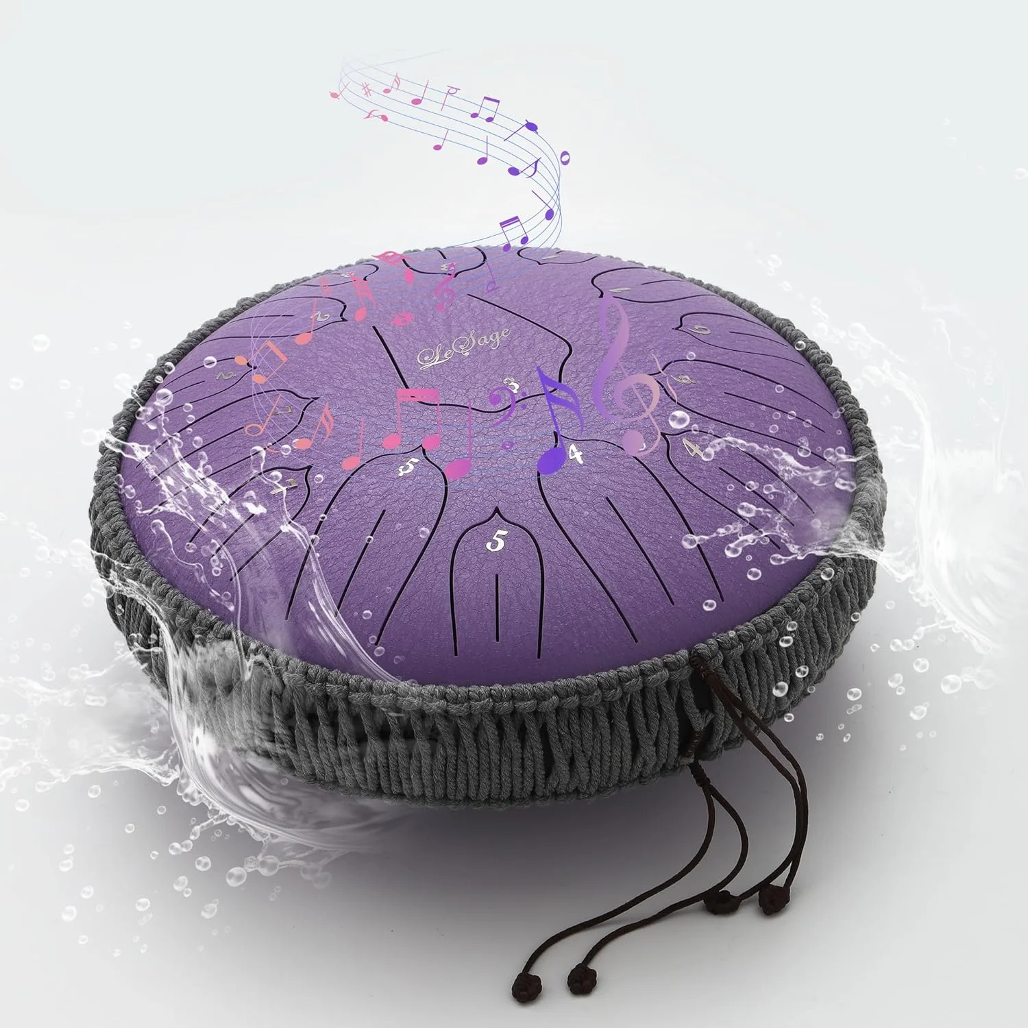 درام زبانی فولادی LeSage برای بزرگسالان، 13 اینچ، 15 نت، درام اثیری برای فضای باز به همراه کتاب موسیقی، درام مدیتیشن باران برای آرامش، سازهای شفابخش صوتی یوگا