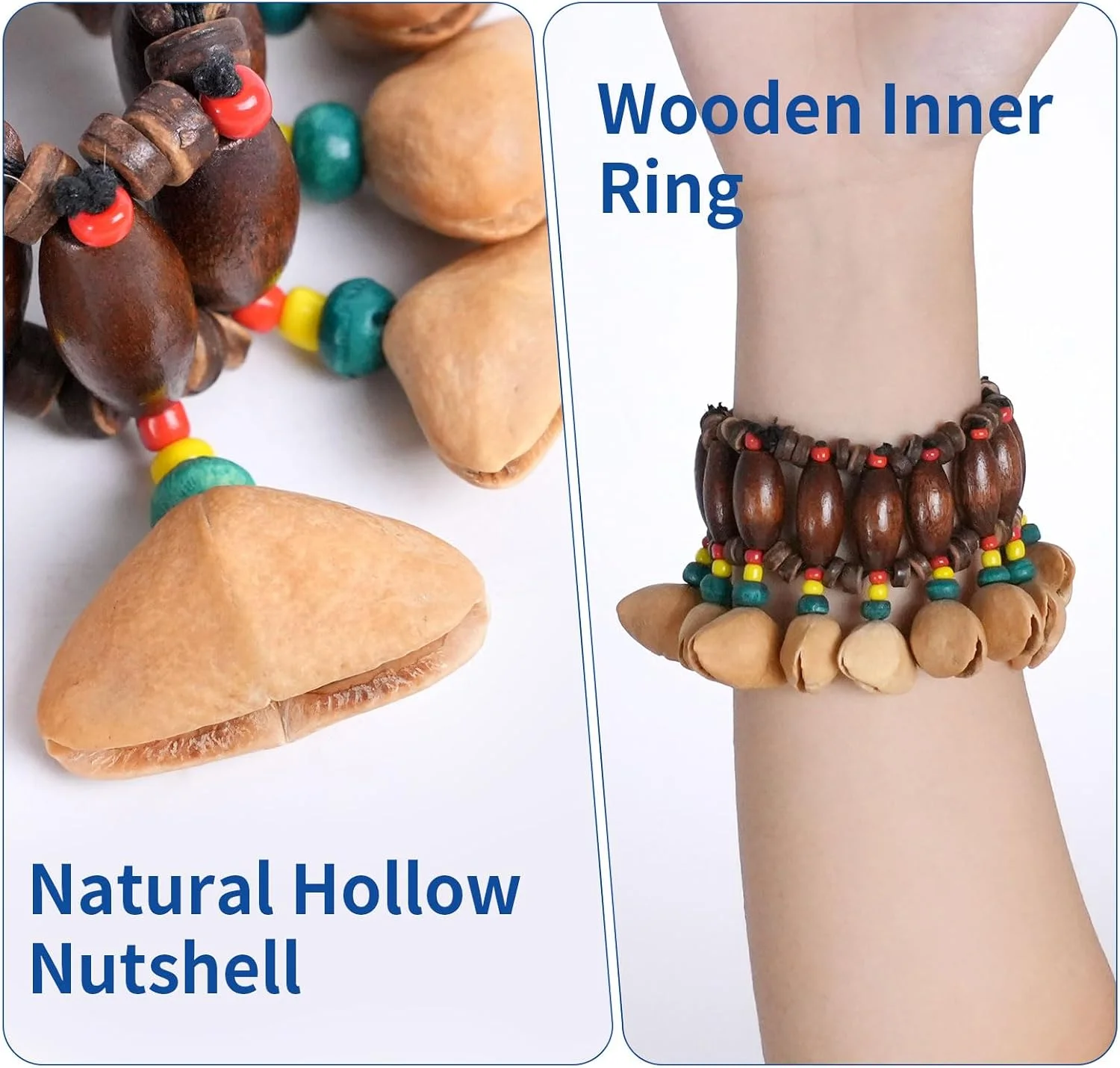 یک عدد دستبند و پابند دانه ای دورا، سازهای شفابخش صوتی، ایده آل برای همراهی درام آفریقایی، لوازم جانبی ساز کوبه ای طبیعی، ساز موسیقی (قهوه ای مایل به سفید)